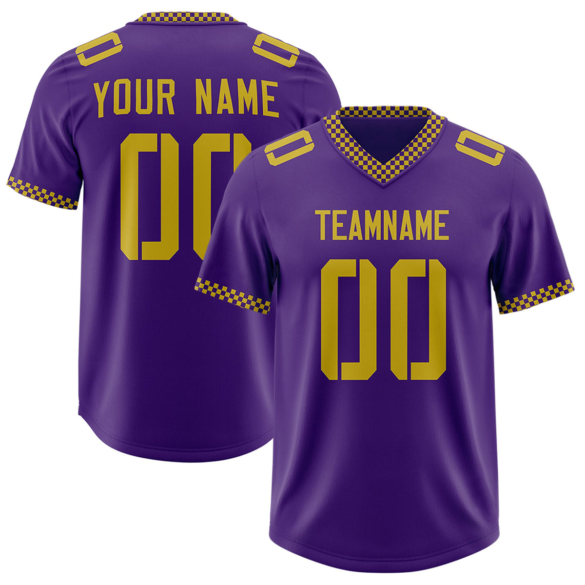 Custom Purple Old Gold Personalized Neckline Square Classic Authentic Football Jersey