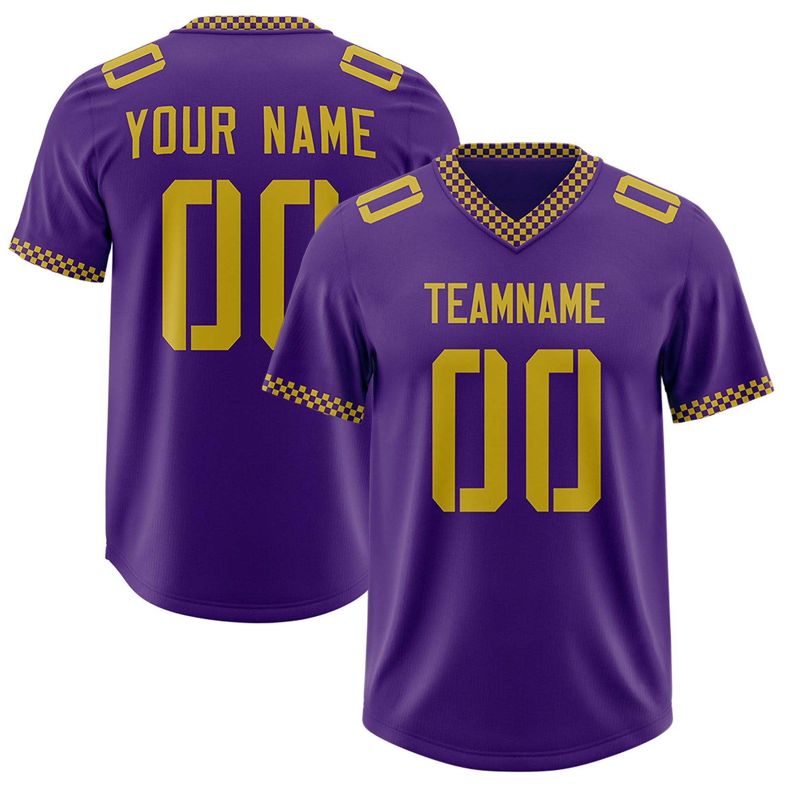 Custom Purple Old Gold Personalized Neckline Square Classic Authentic Football Jersey