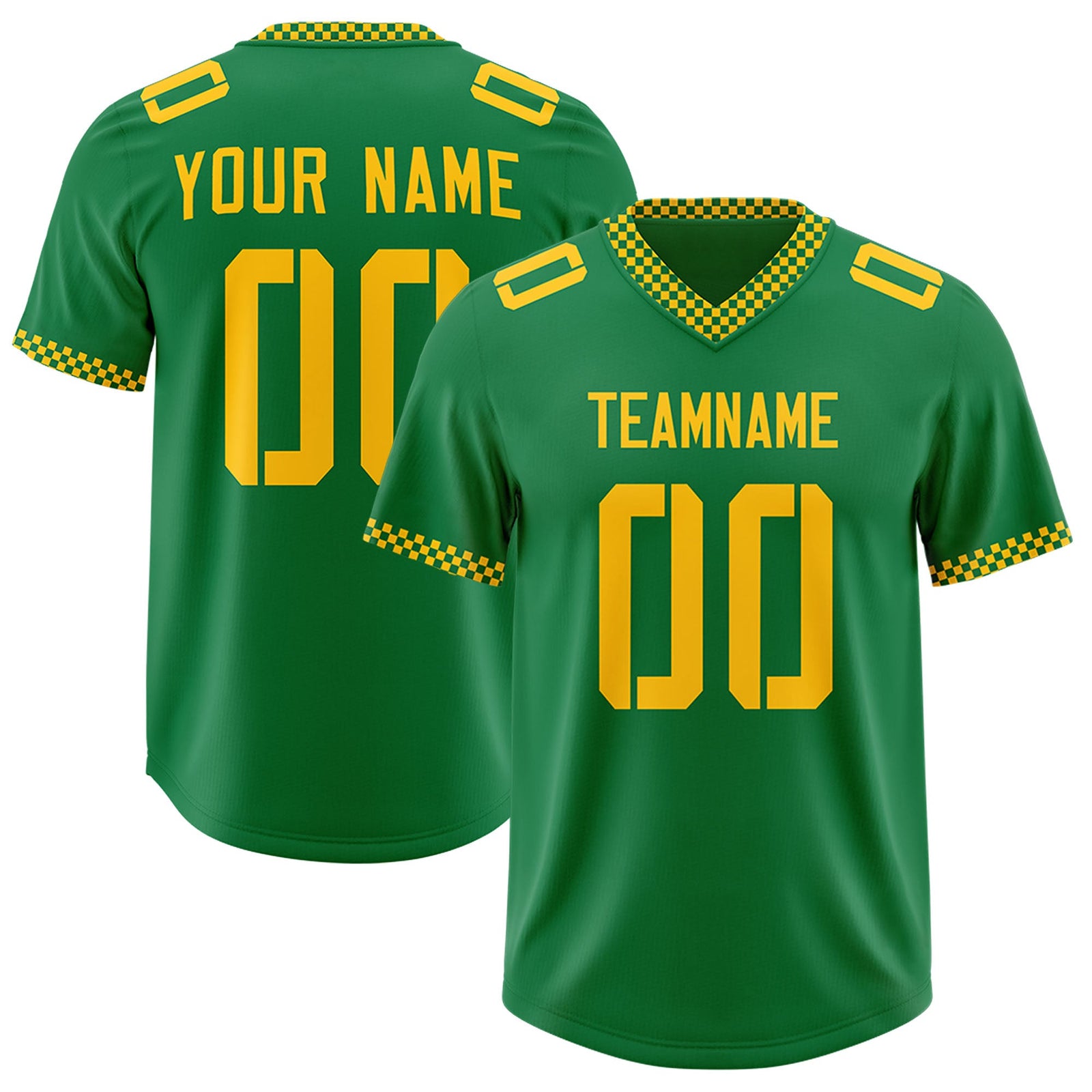 Custom Kelly Green Yellow Personalized Neckline Square Classic Authentic Football Jersey