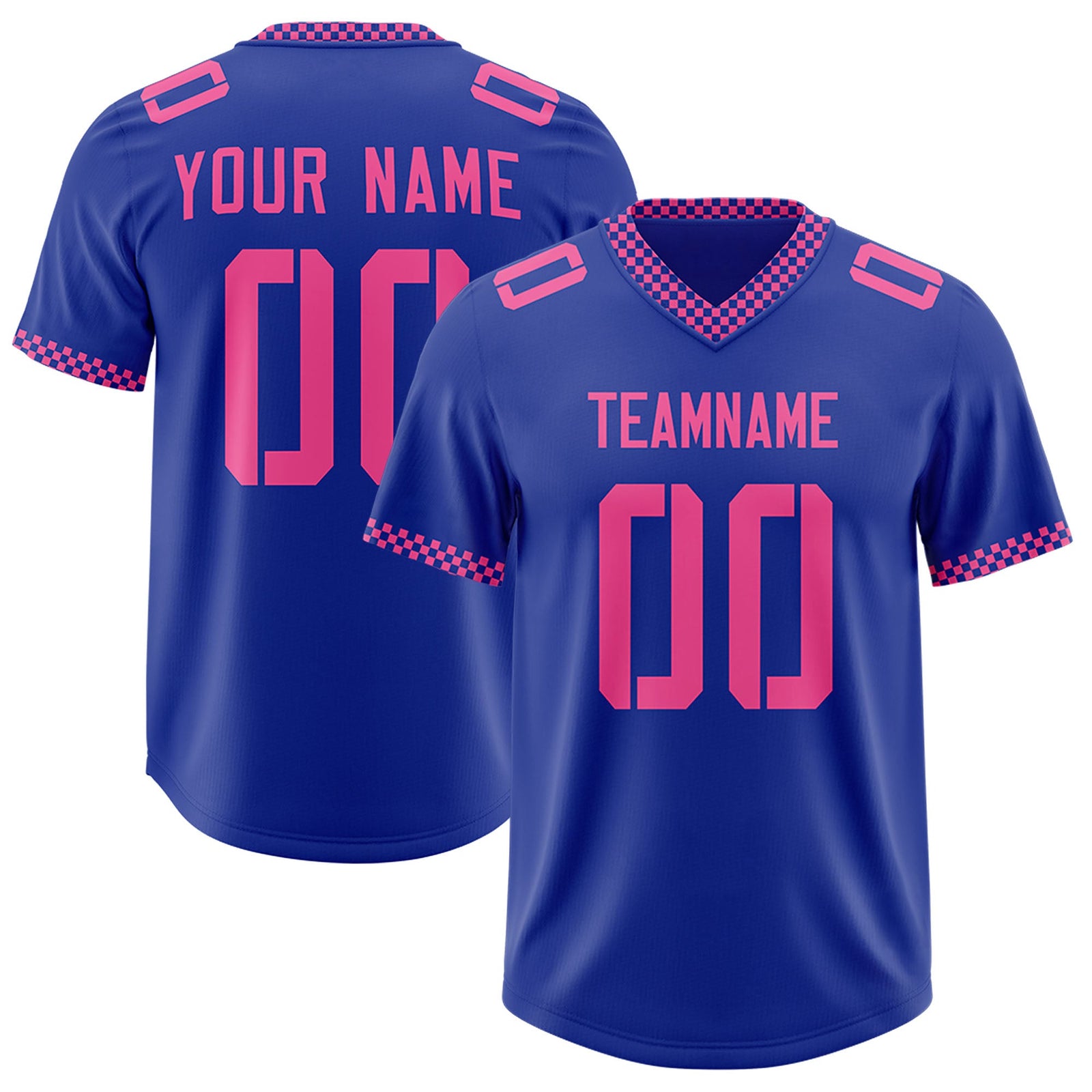 Custom Royal Pink Personalized Neckline Square Classic Authentic Football Jersey