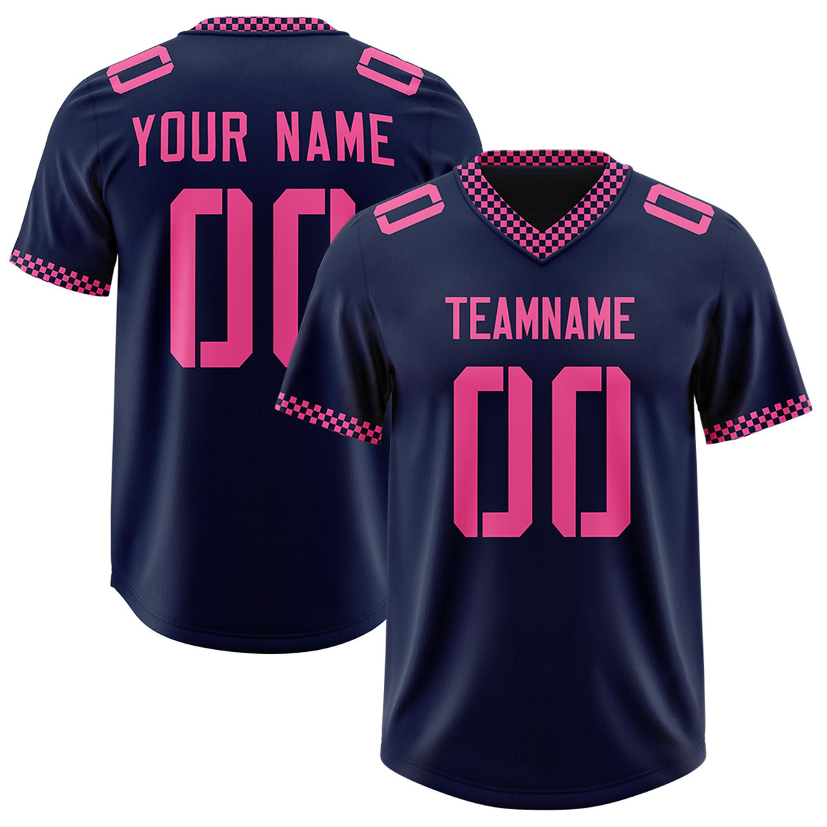Custom Navy Pink Personalized Neckline Square Classic Authentic Football Jersey