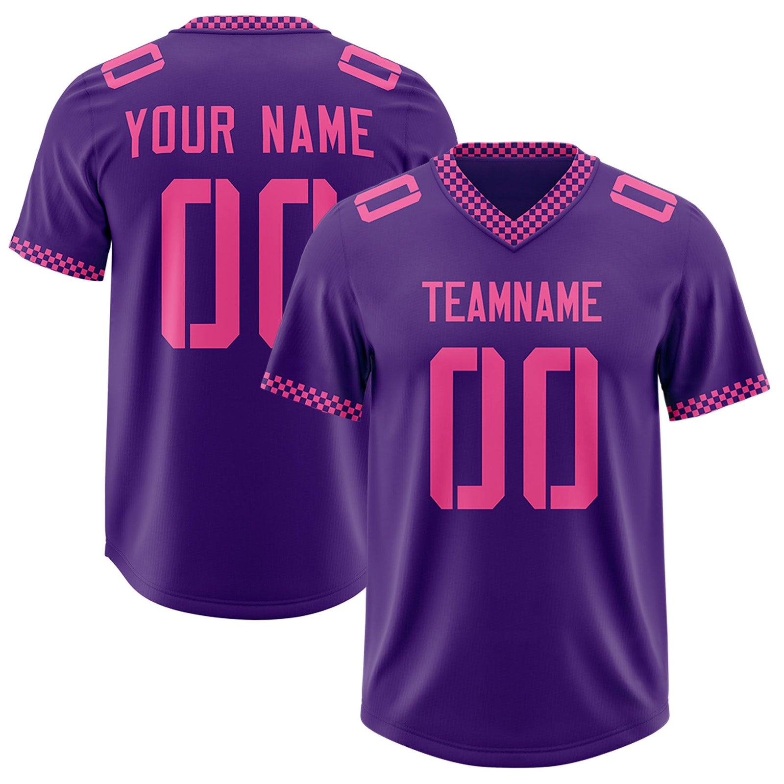 Custom Purple Pink Personalized Neckline Square Classic Authentic Football Jersey