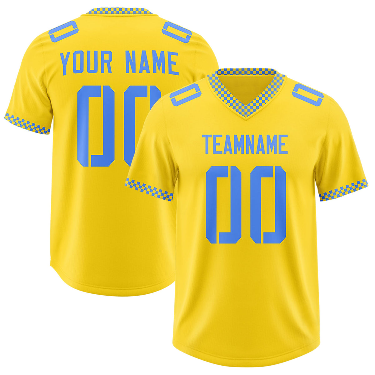 Custom Gold Powder Blue Personalized Neckline Square Classic Authentic Football Jersey