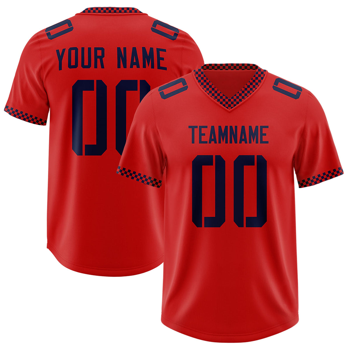 Custom Red Navy Personalized Neckline Square Classic Authentic Football Jersey