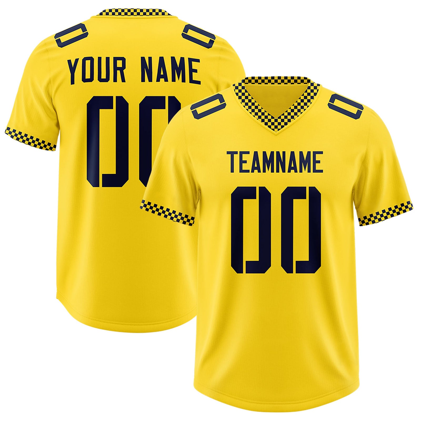 Custom Gold Navy Personalized Neckline Square Classic Authentic Football Jersey