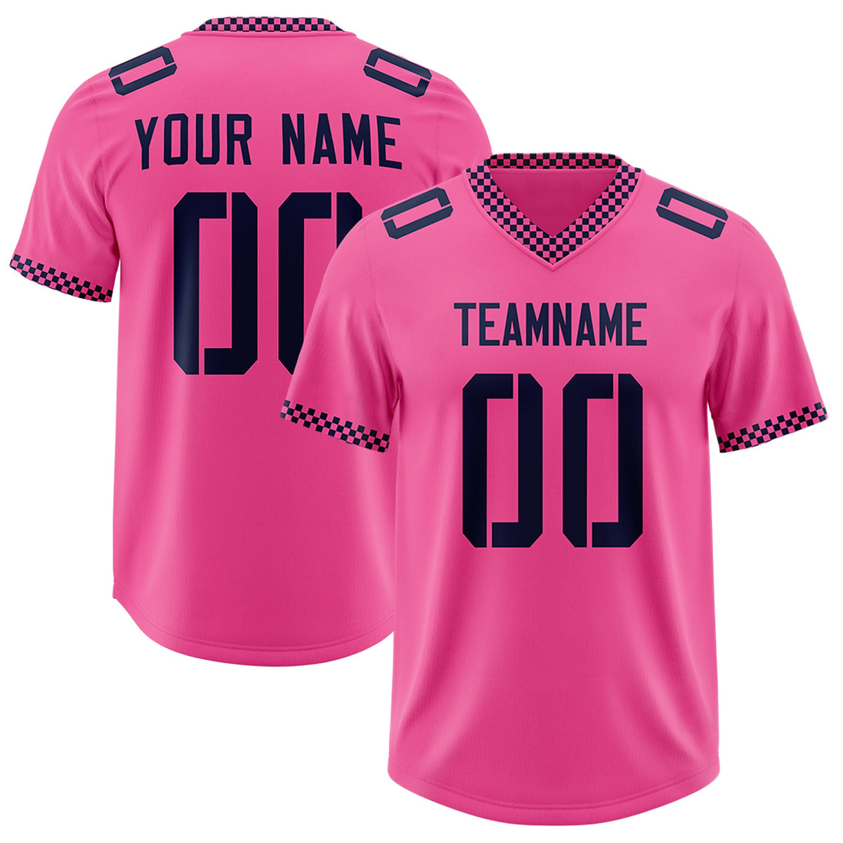 Custom Pink Navy Personalized Neckline Square Classic Authentic Football Jersey