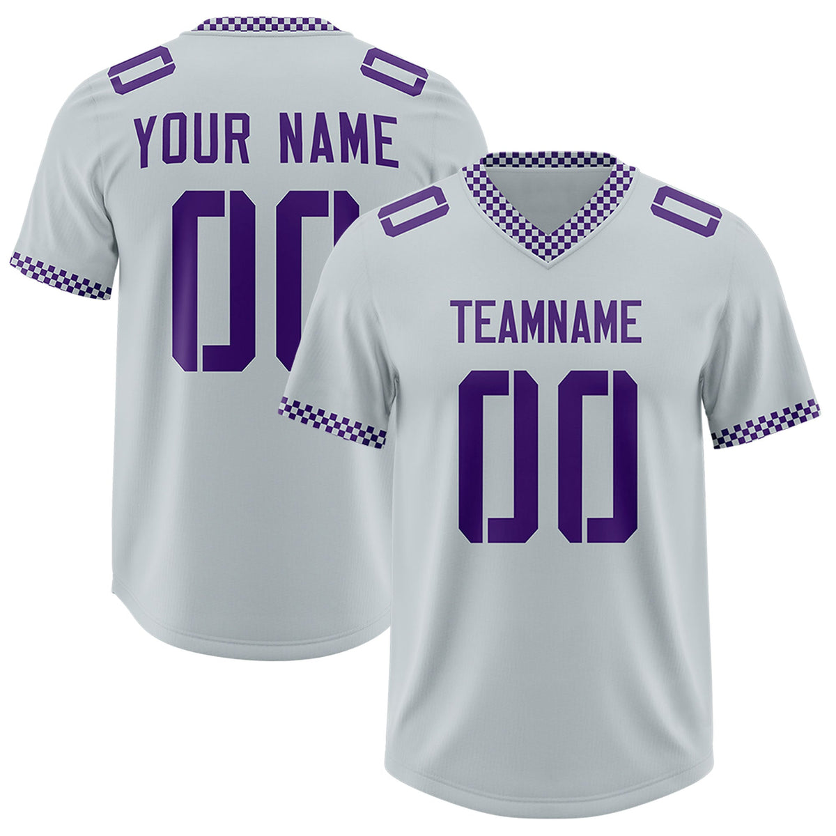 Custom Silver Purple Personalized Neckline Square Classic Authentic Football Jersey