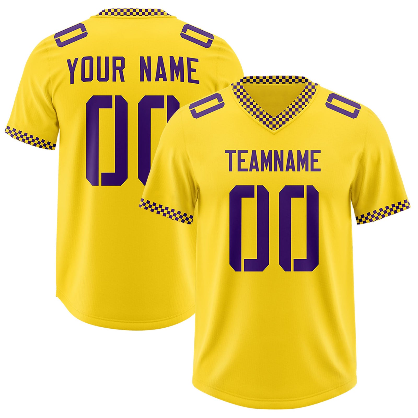 Custom Gold Purple Personalized Neckline Square Classic Authentic Football Jersey