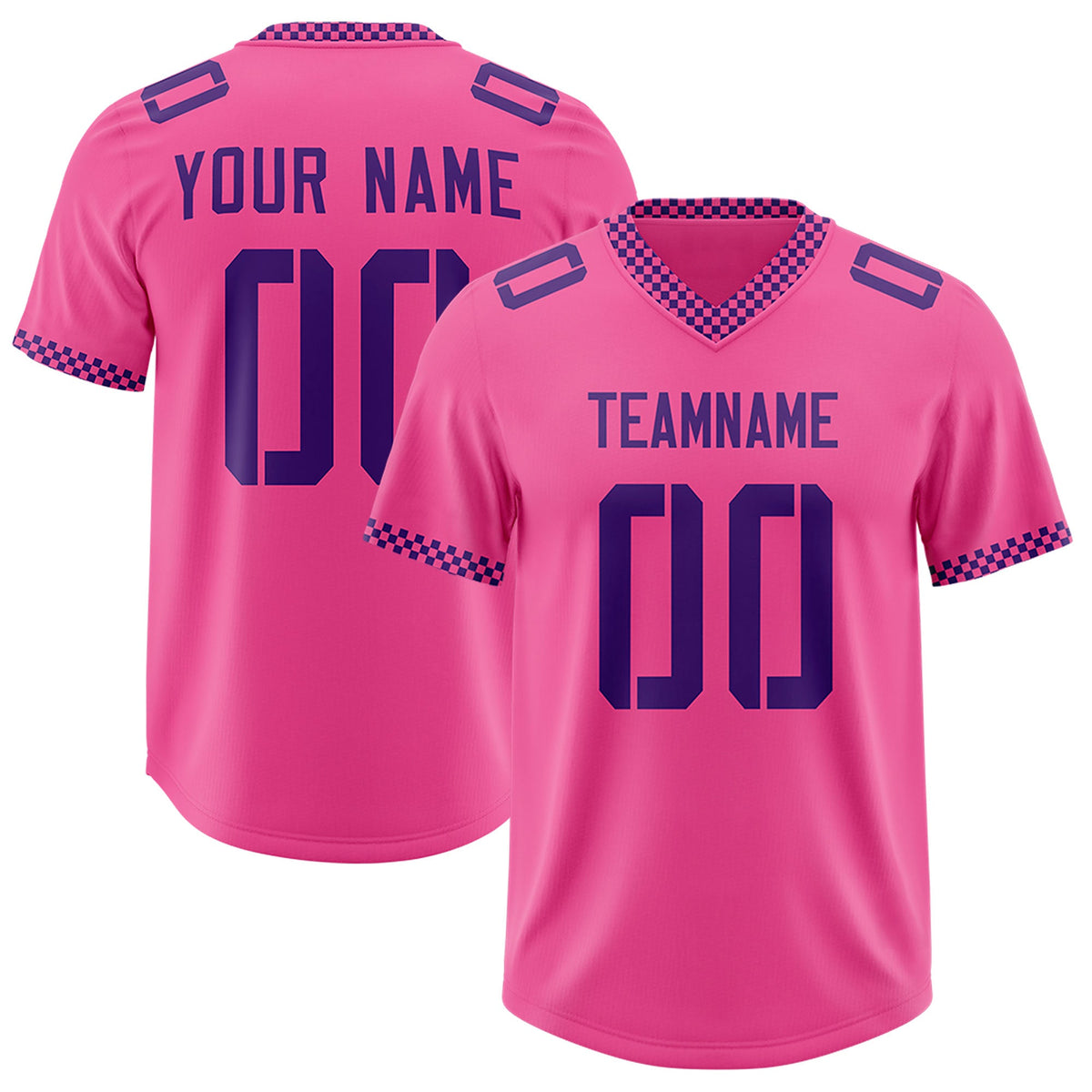 Custom Pink Purple Personalized Neckline Square Classic Authentic Football Jersey