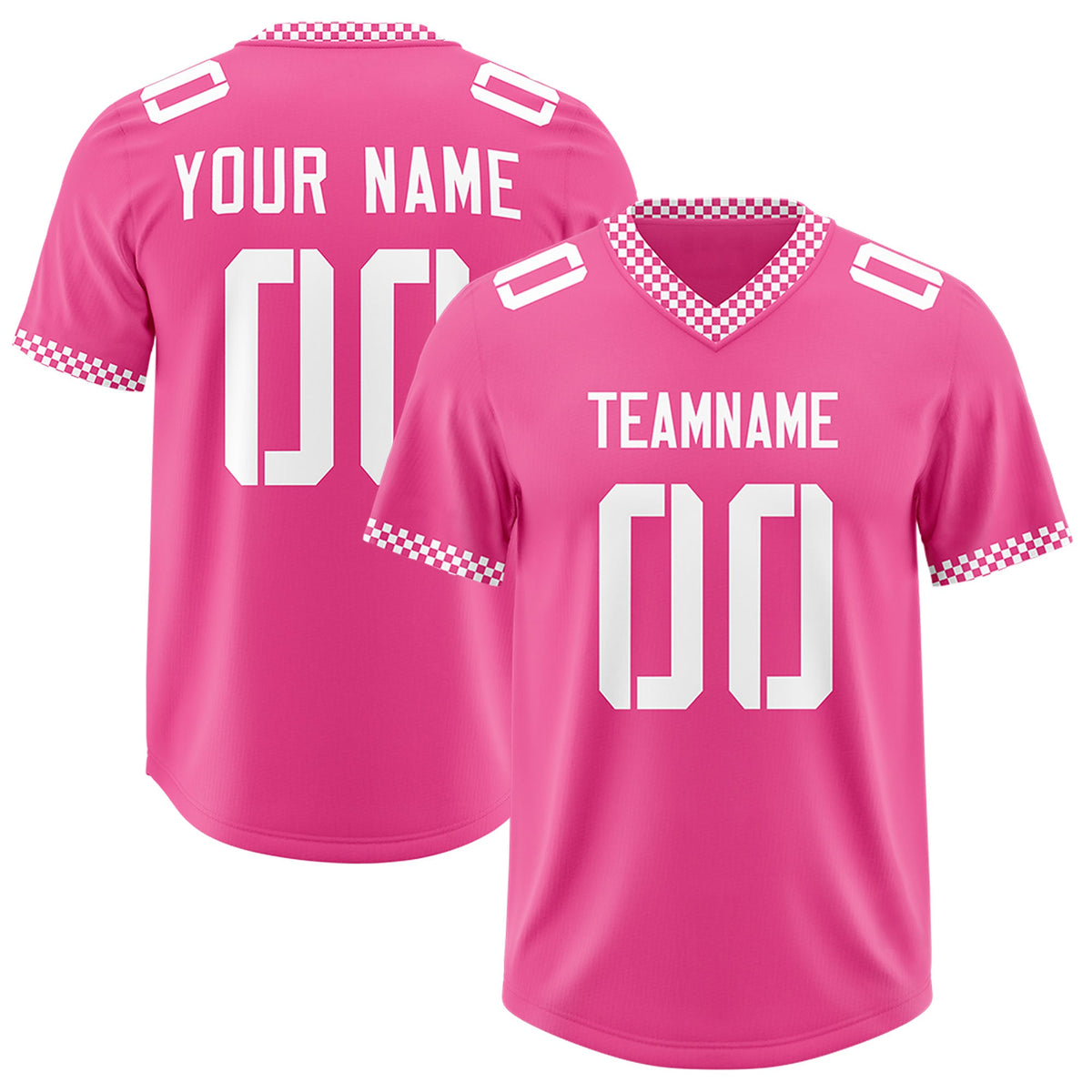 Custom Pink White Personalized Neckline Square Classic Authentic Football Jersey