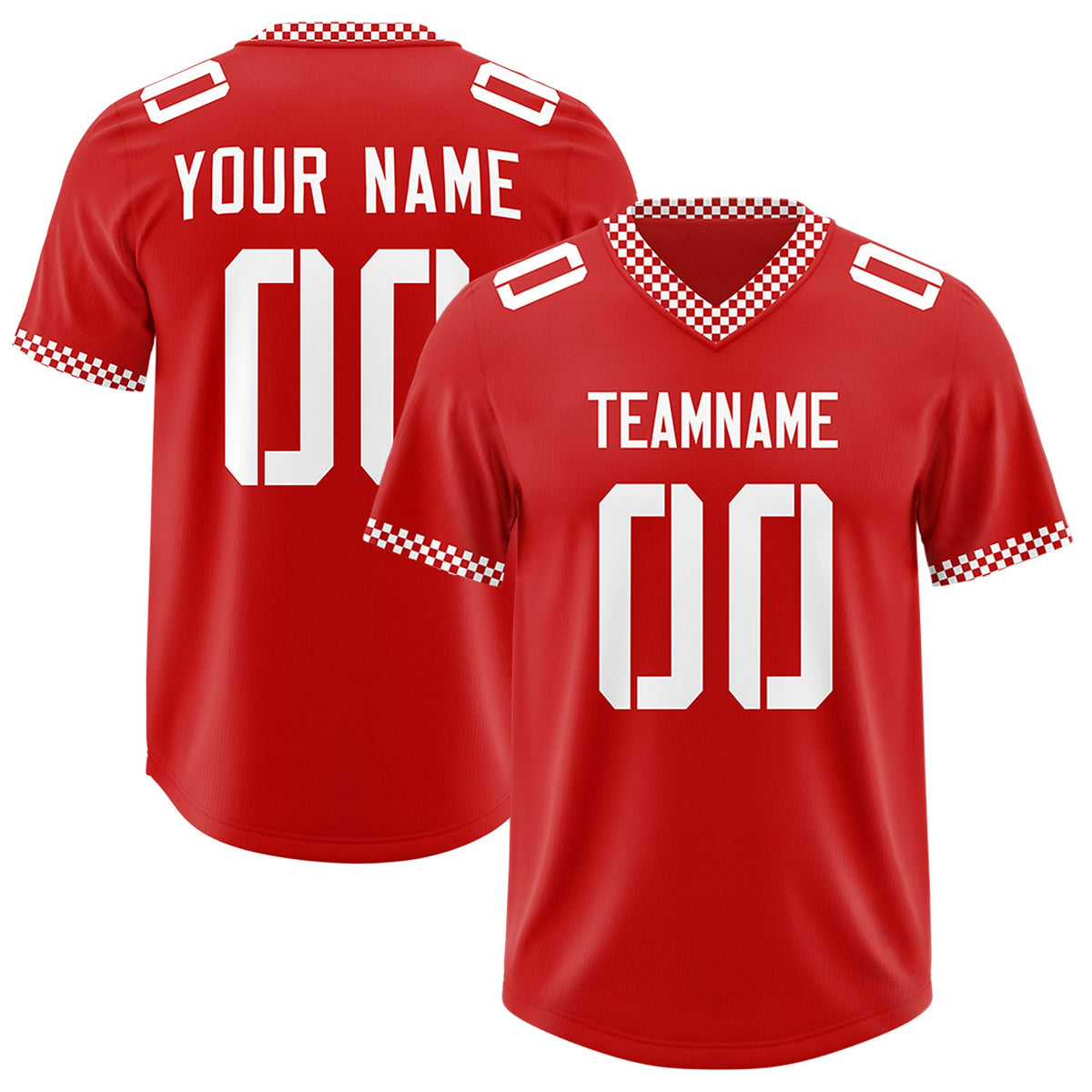 Custom Red White Personalized Neckline Square Classic Authentic Football Jersey