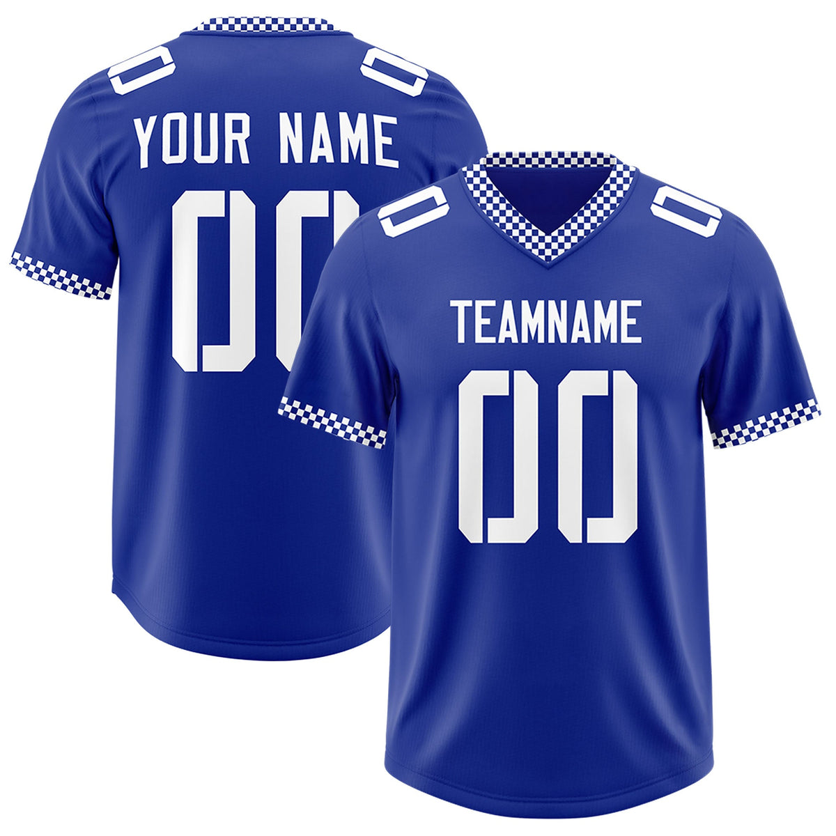 Custom Royal White Personalized Neckline Square Classic Authentic Football Jersey