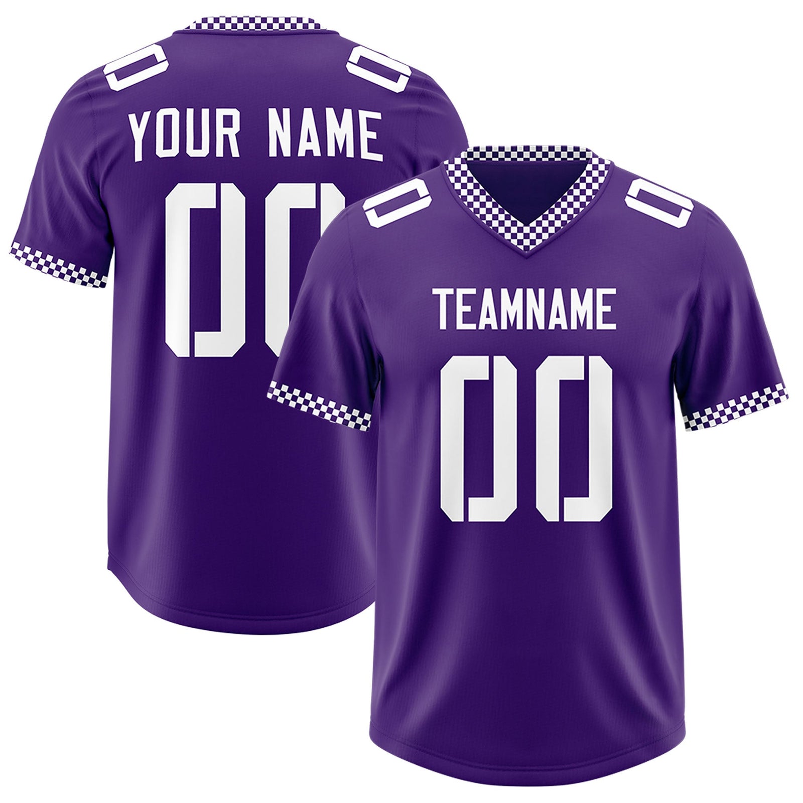Custom Purple White Personalized Neckline Square Classic Authentic Football Jersey