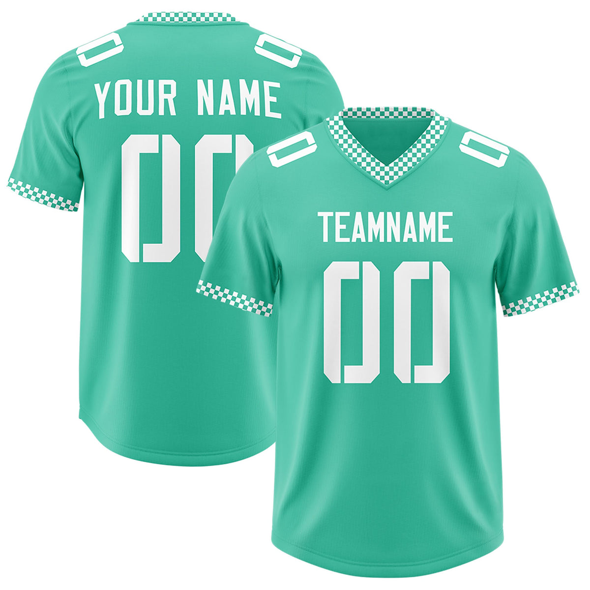 Custom Bright Green White Personalized Neckline Square Classic Authentic Football Jersey