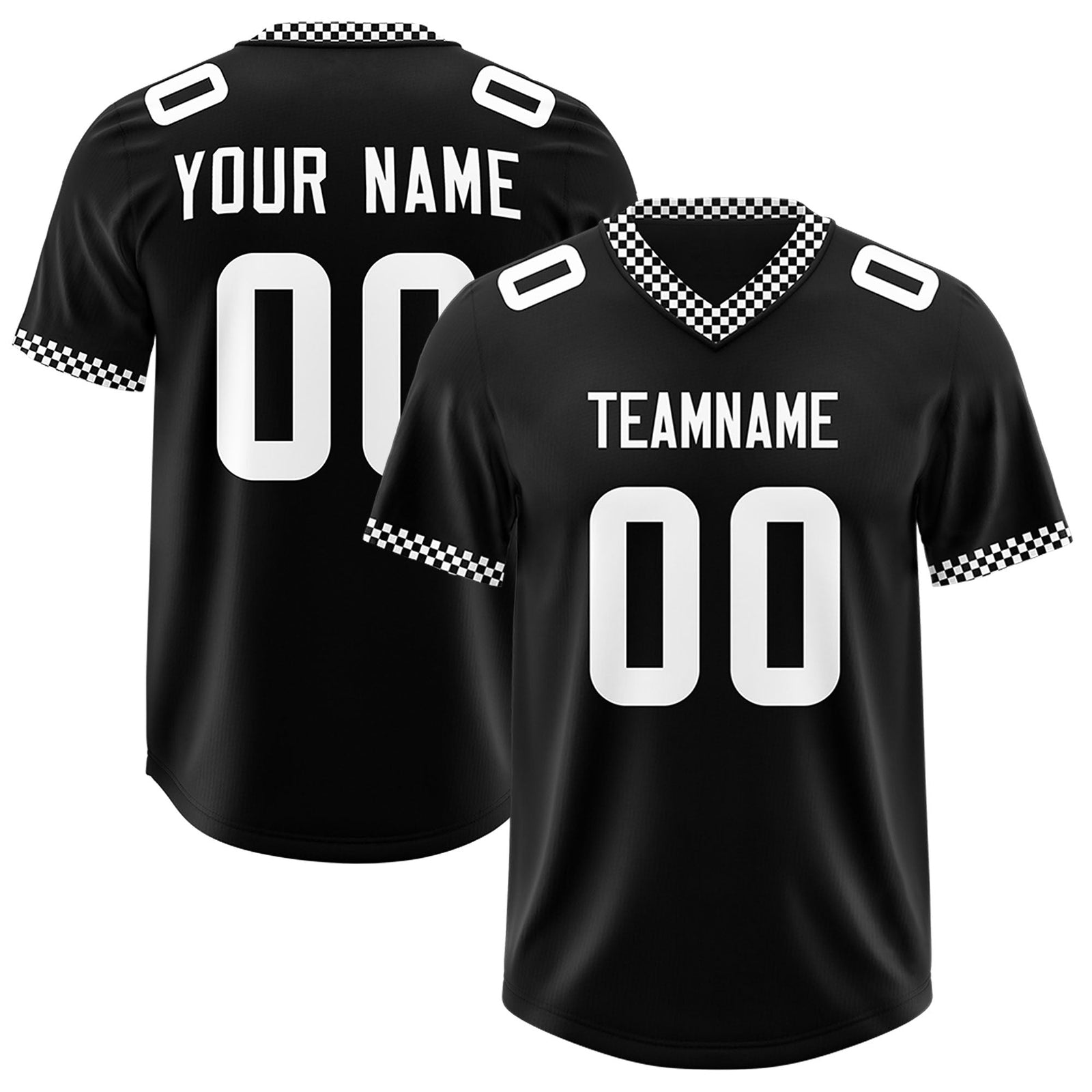 Custom Black White Personalized Neckline Square Classic Authentic Football Jersey