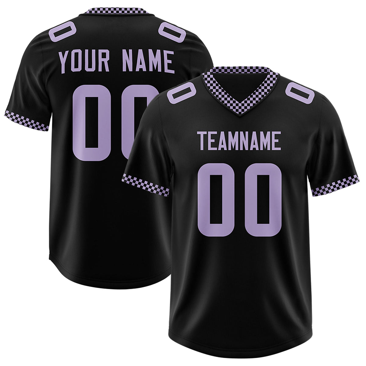 Custom Black Light Purple Personalized Neckline Square Classic Authentic Football Jersey
