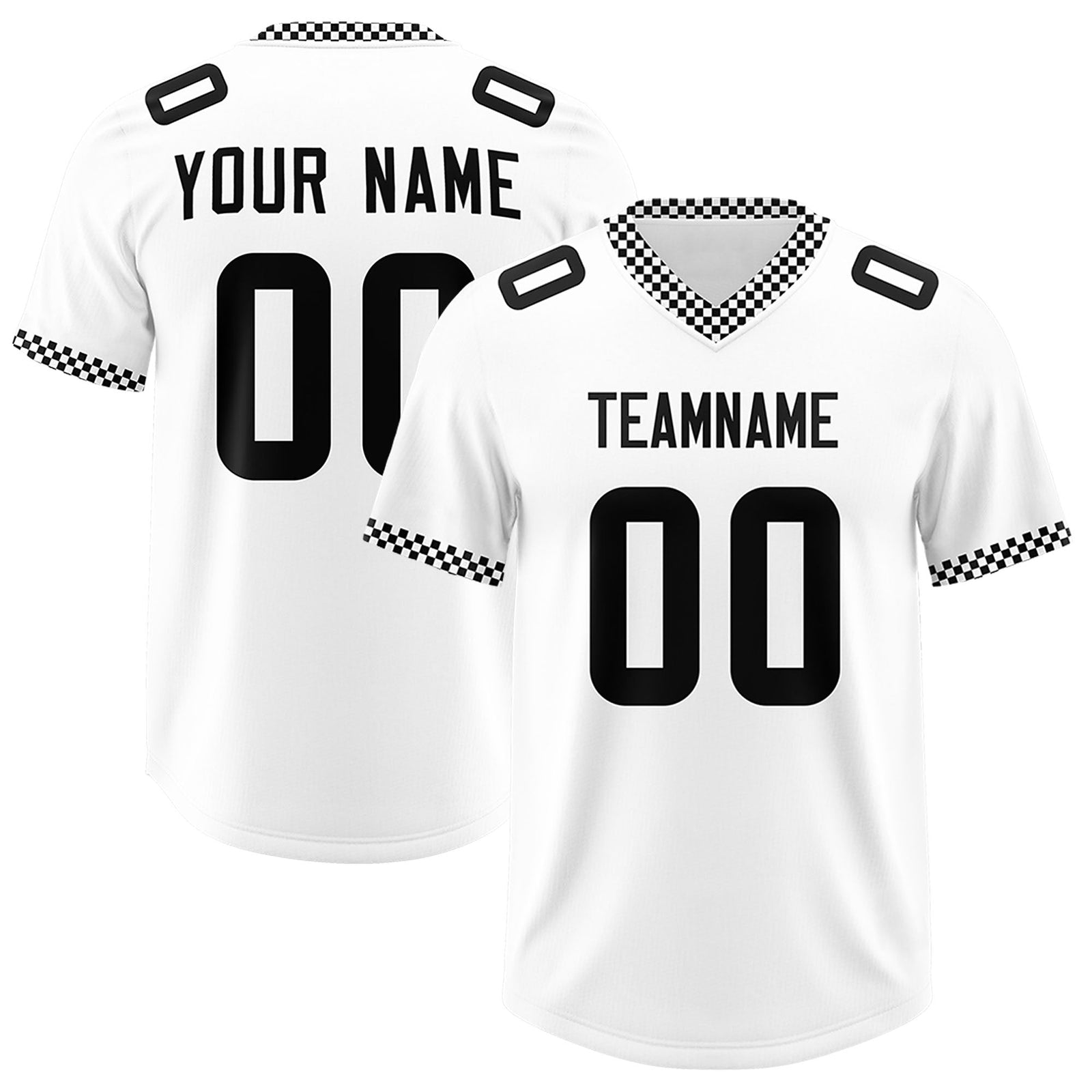 Custom White Black Personalized Neckline Square Classic Authentic Football Jersey