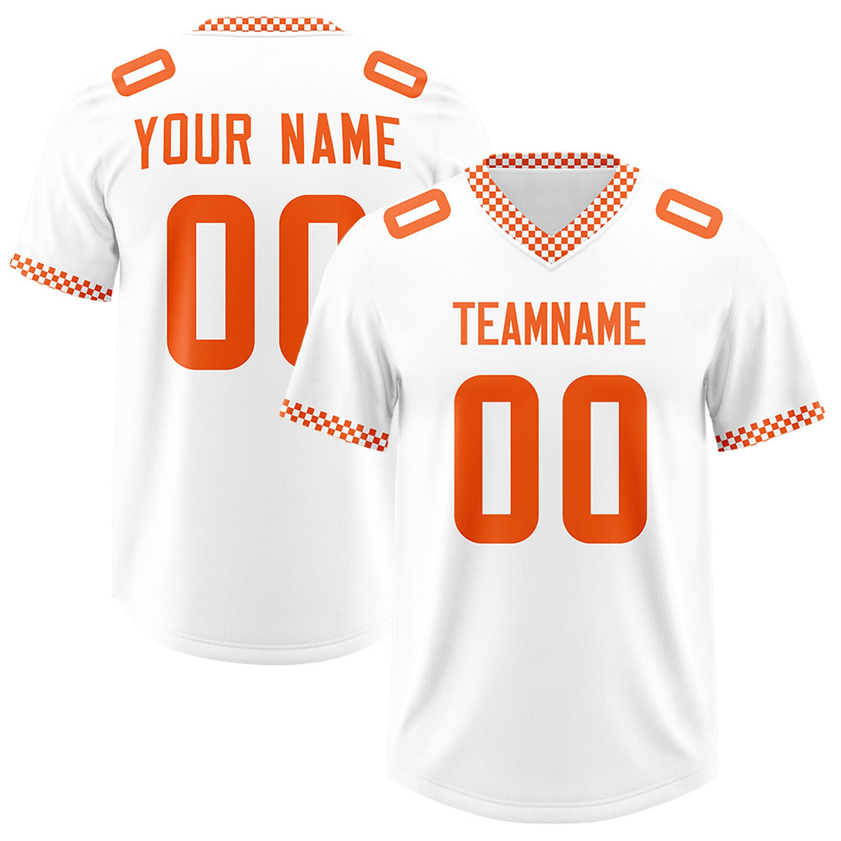 Custom White Orange Personalized Neckline Square Classic Authentic Football Jersey