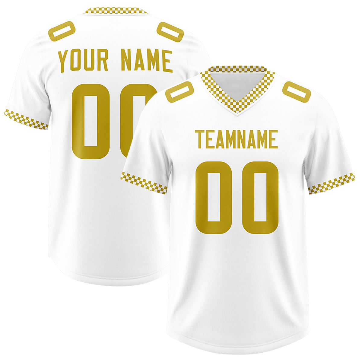Custom White Old Gold Personalized Neckline Square Classic Authentic Football Jersey