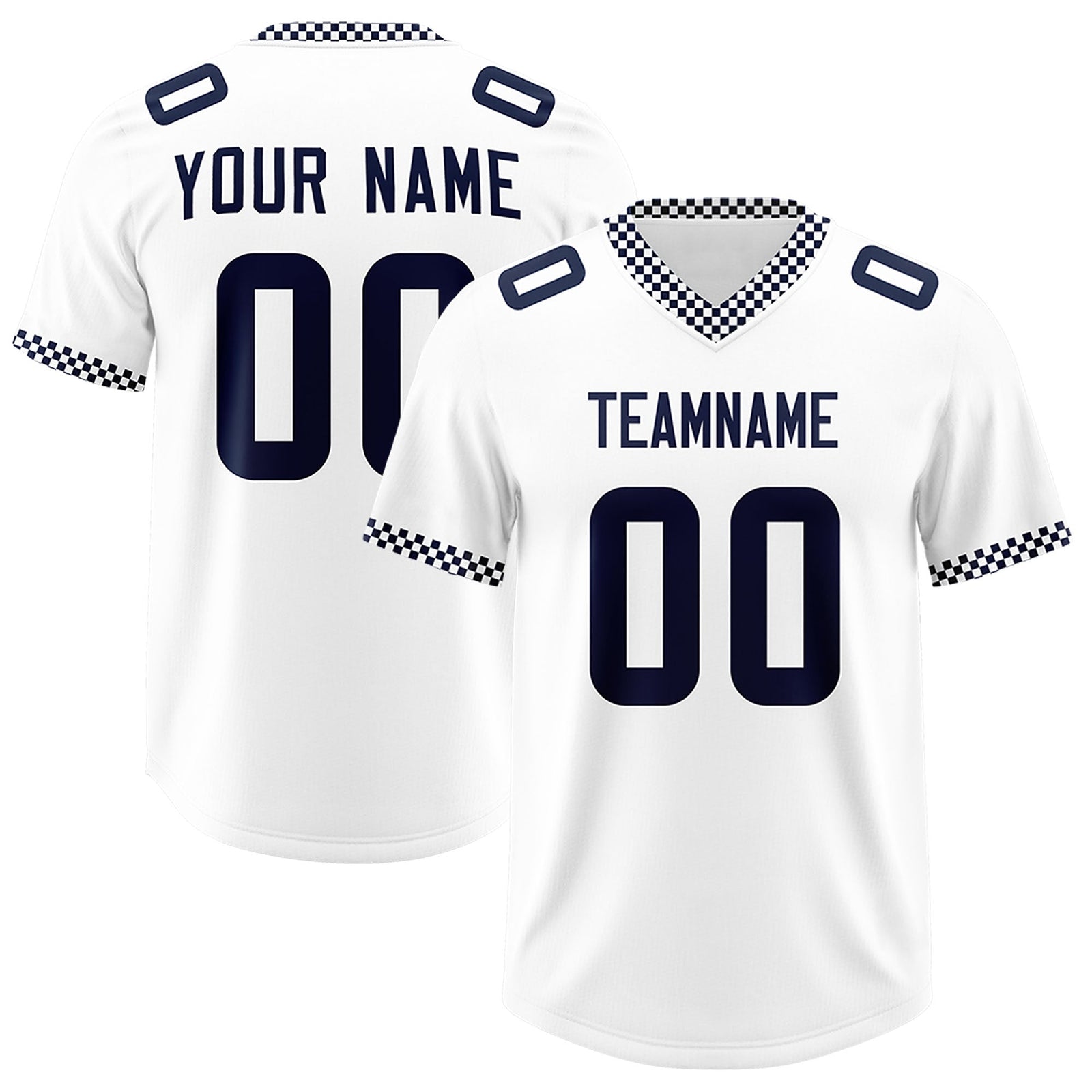 Custom White Navy Personalized Neckline Square Classic Authentic Football Jersey