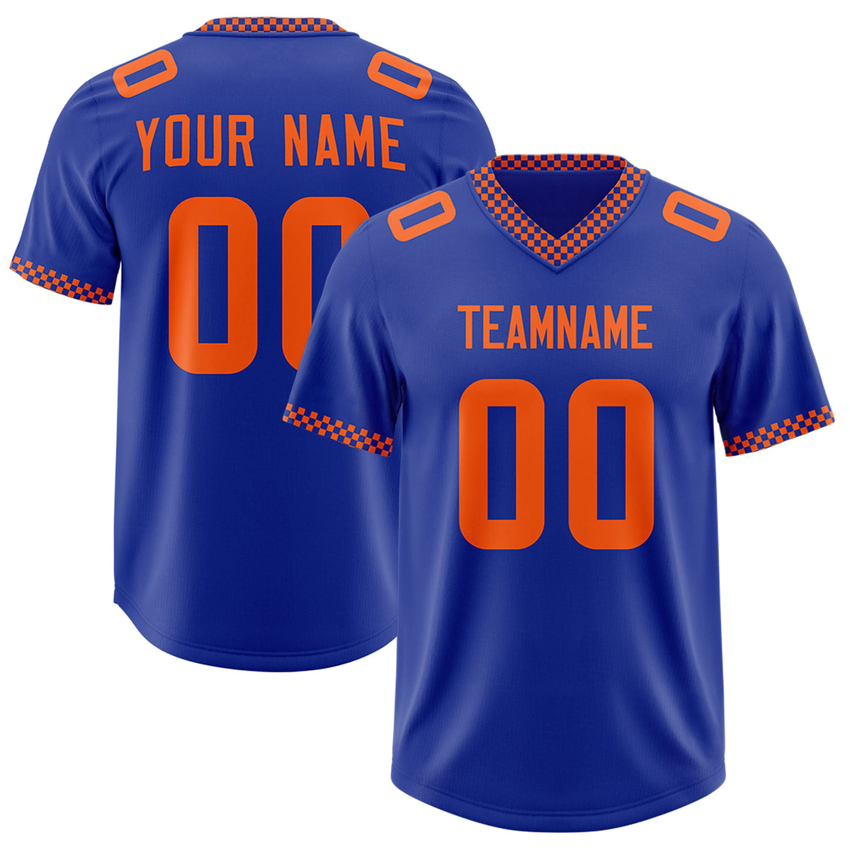 Custom Royal Orange Personalized Neckline Square Classic Authentic Football Jersey