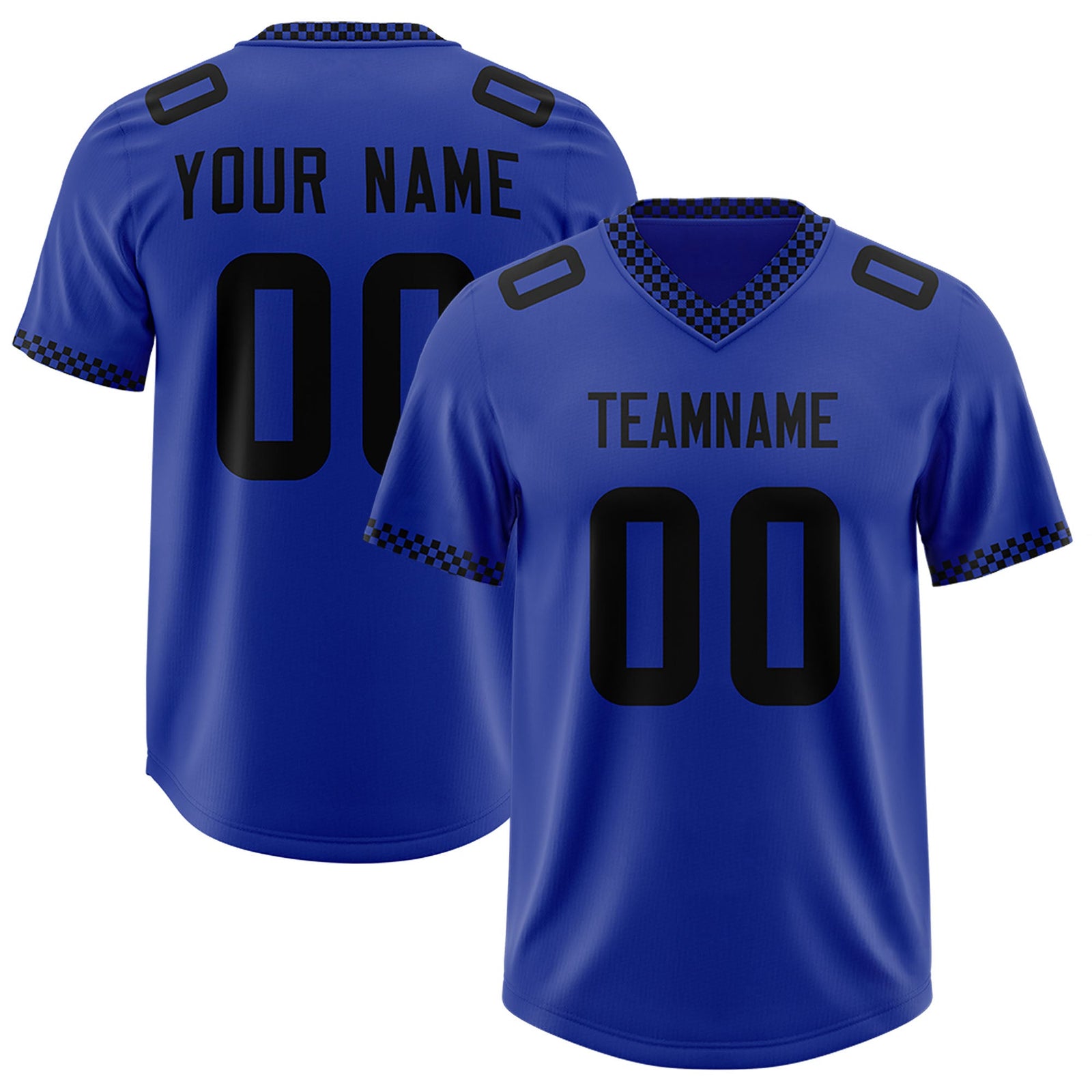 Custom Royal Black Personalized Neckline Square Classic Authentic Football Jersey