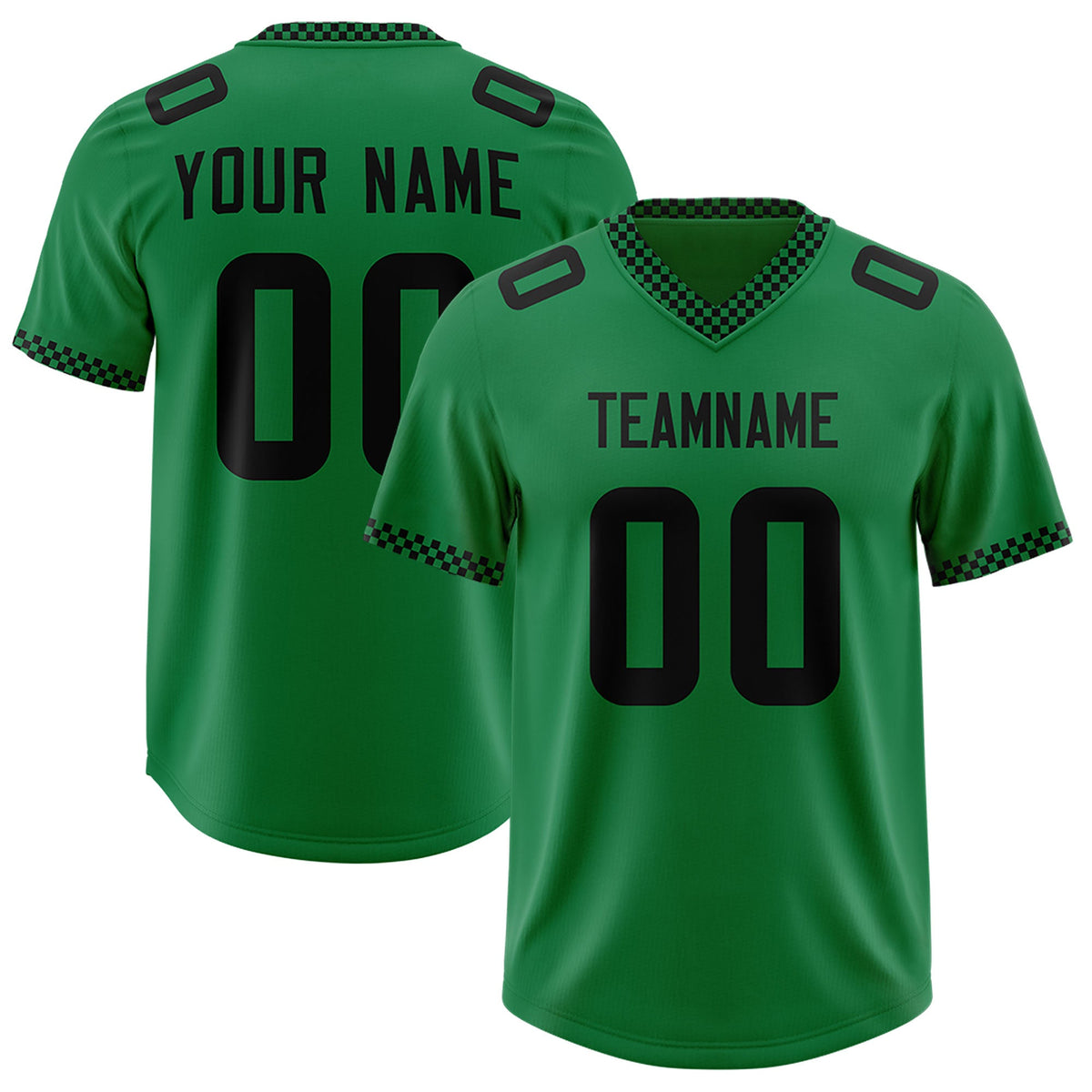 Custom Kelly Green Black Personalized Neckline Square Classic Authentic Football Jersey