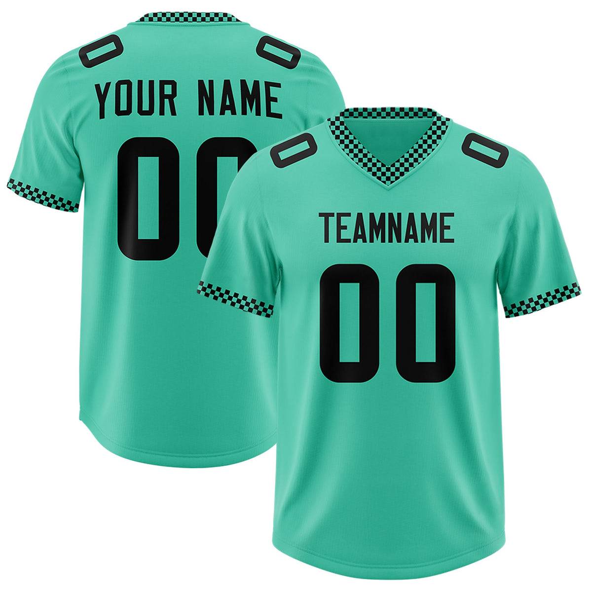 Custom Bright Green Black Personalized Neckline Square Classic Authentic Football Jersey