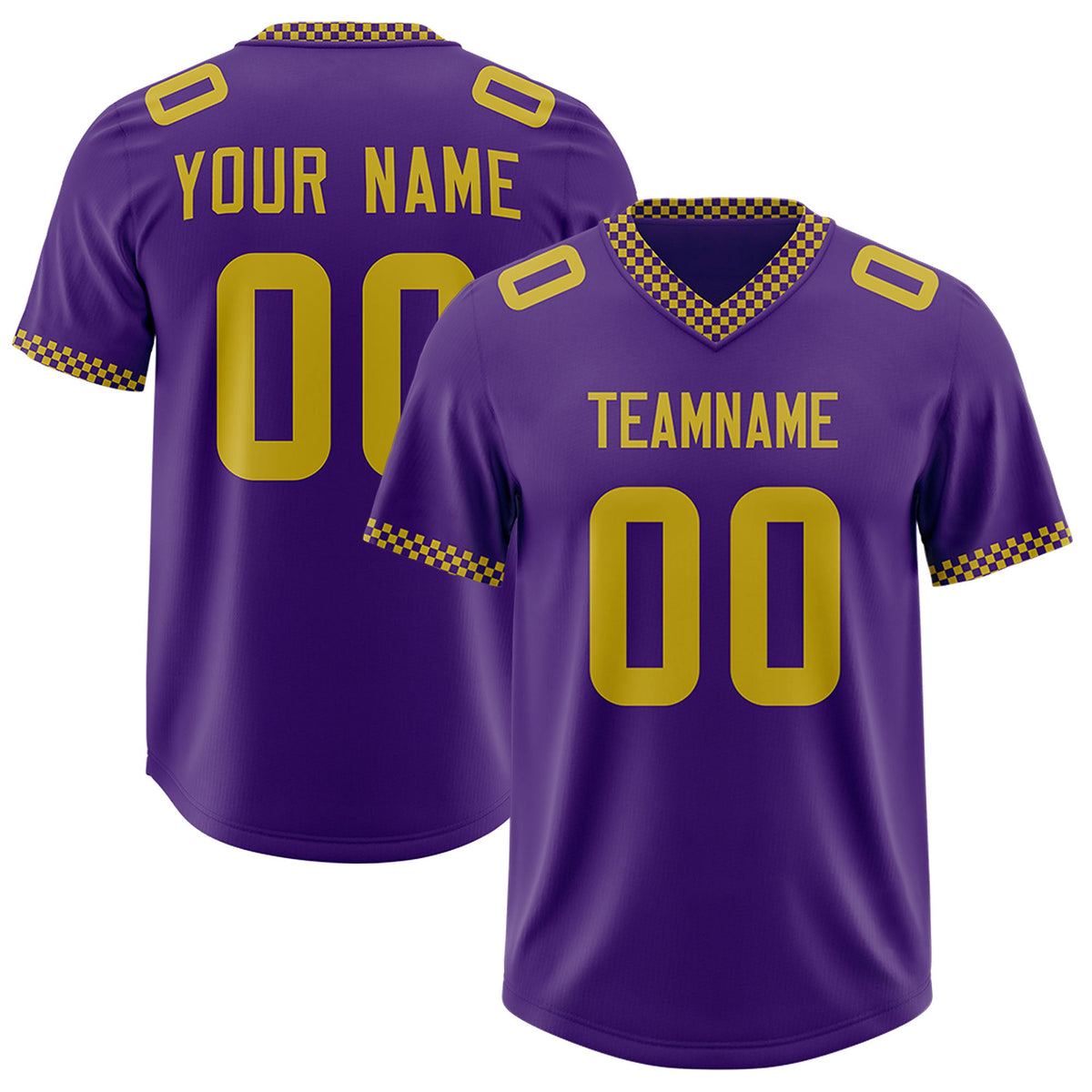 Custom Purple Old Gold Personalized Neckline Square Classic Authentic Football Jersey