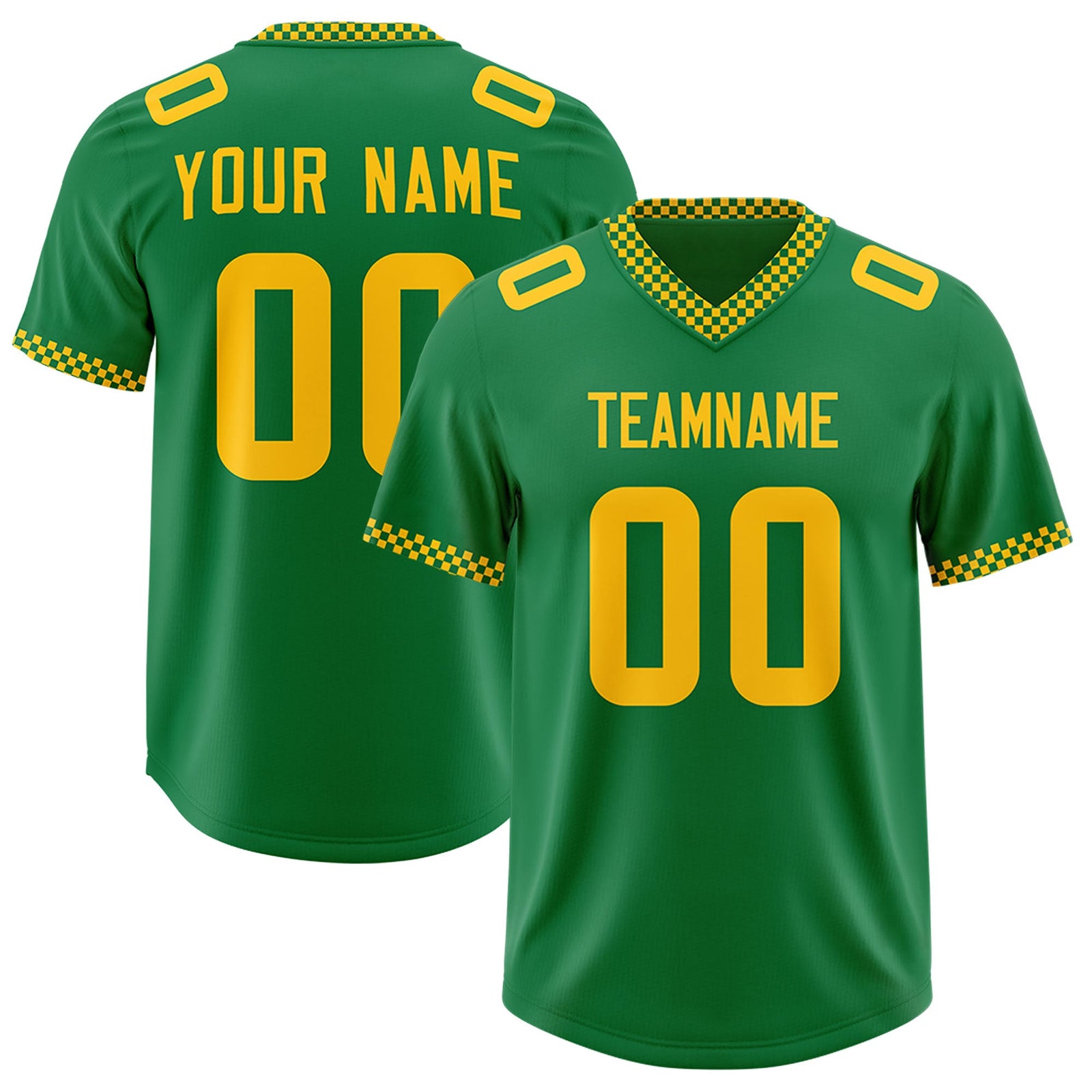 Custom Kelly Green Yellow Personalized Neckline Square Classic Authentic Football Jersey