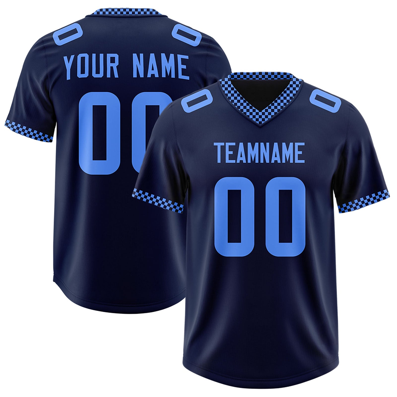Custom Navy Powder Blue Personalized Neckline Square Classic Authentic Football Jersey