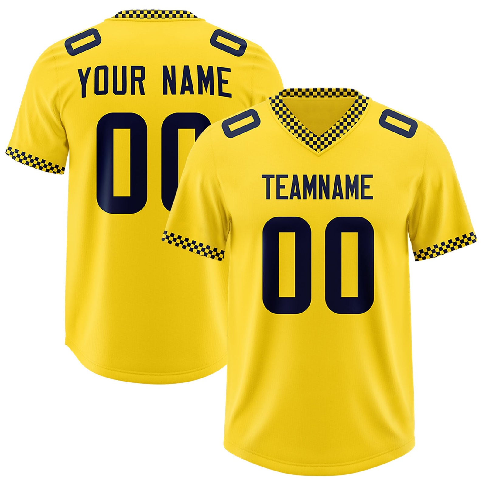 Custom Gold Navy Personalized Neckline Square Classic Authentic Football Jersey
