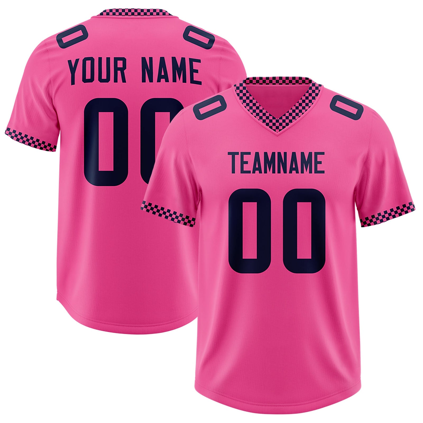 Custom Pink Navy Personalized Neckline Square Classic Authentic Football Jersey