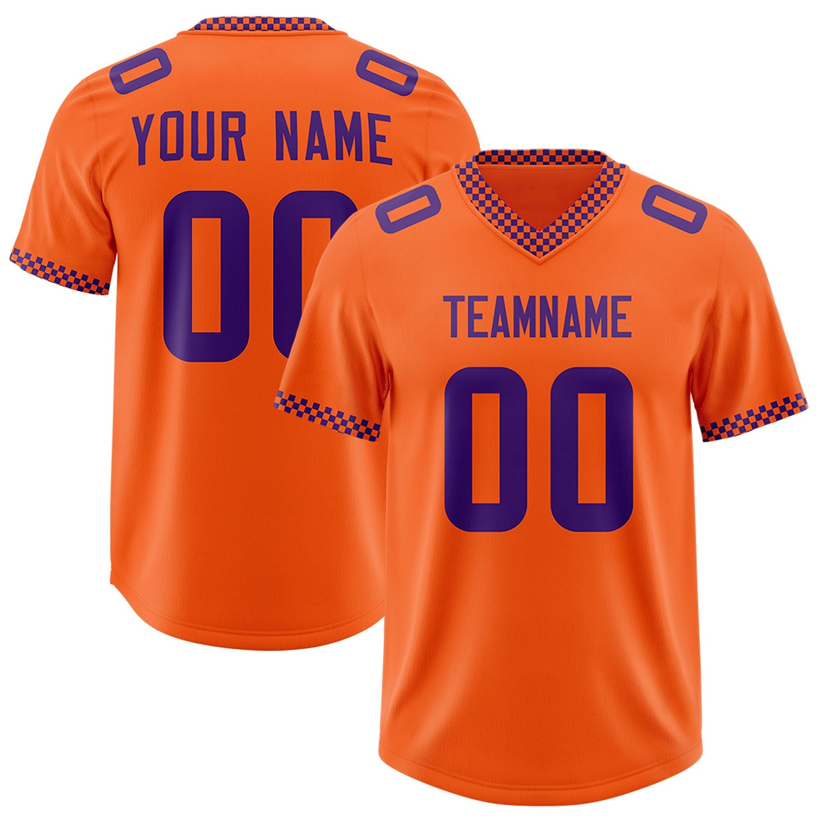 Custom Orange Purple Personalized Neckline Square Classic Authentic Football Jersey