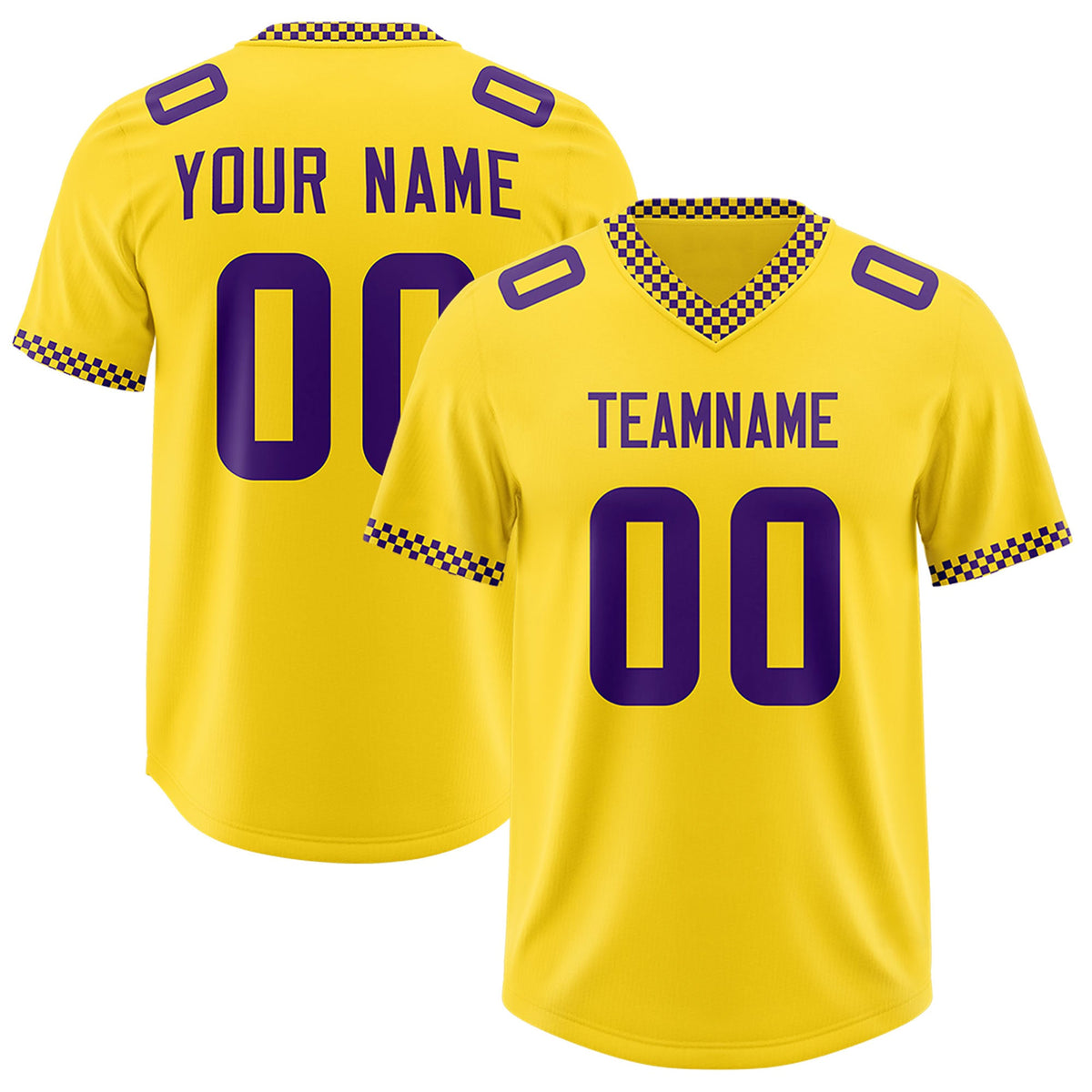 Custom Gold Purple Personalized Neckline Square Classic Authentic Football Jersey
