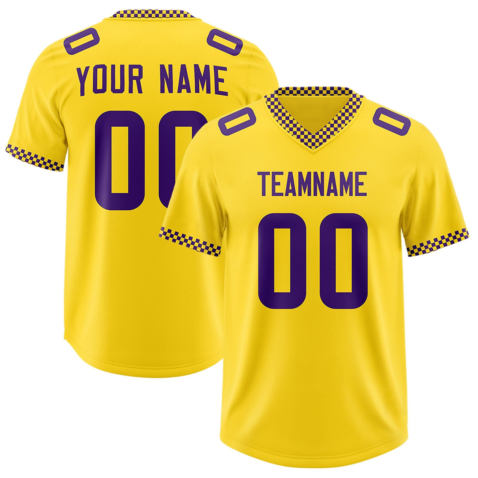 Custom Gold Purple Personalized Neckline Square Classic Authentic Football Jersey
