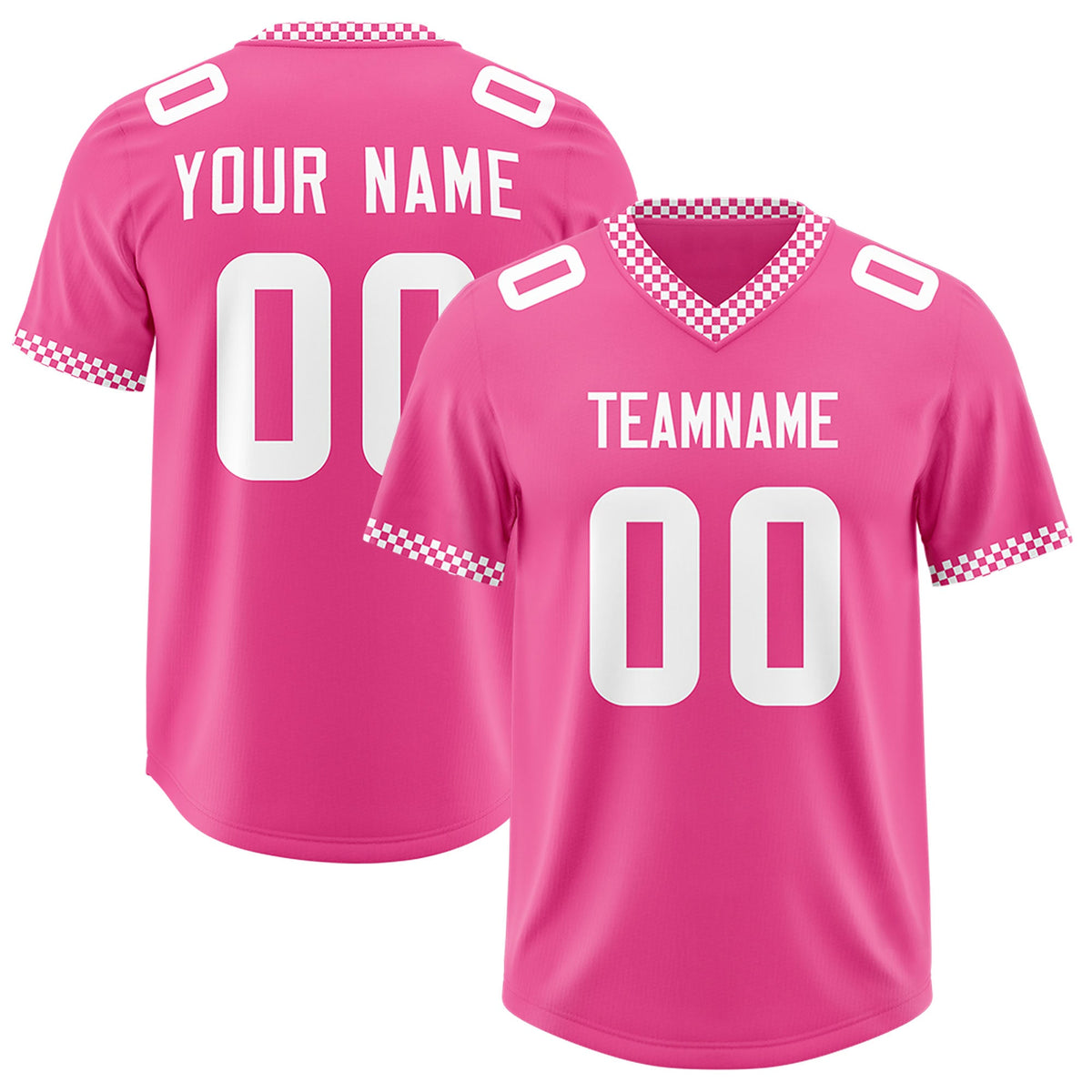 Custom Pink White Personalized Neckline Square Classic Authentic Football Jersey