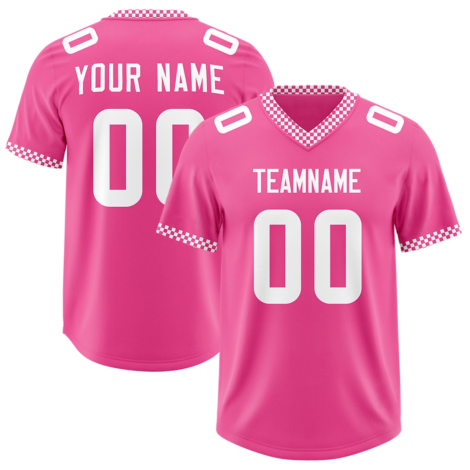 Custom Pink White Personalized Neckline Square Classic Authentic Football Jersey