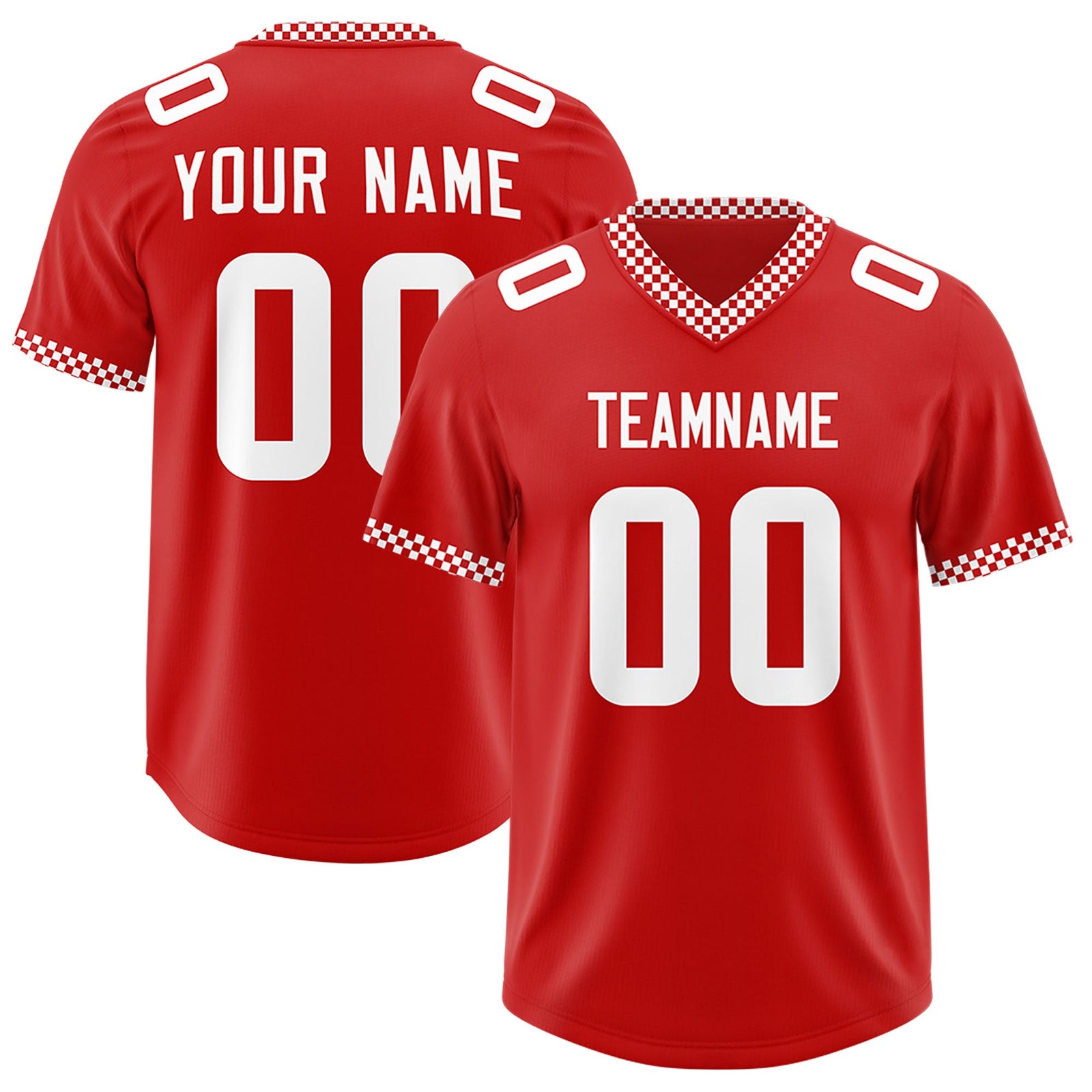 Custom Red White Personalized Neckline Square Classic Authentic Football Jersey