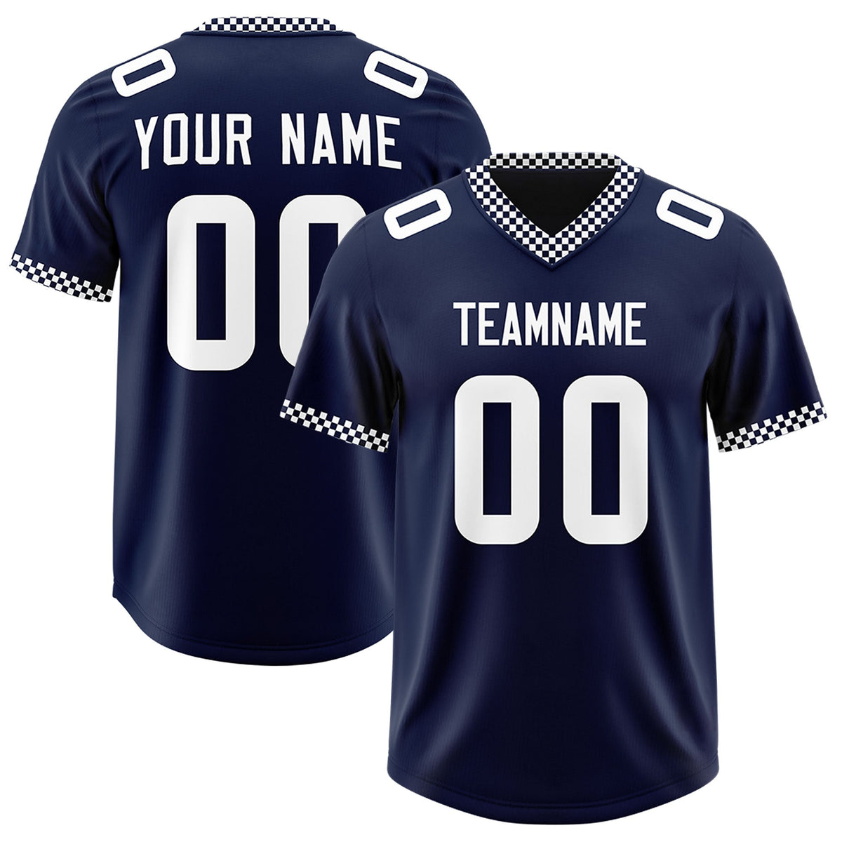 Custom Navy White Personalized Neckline Square Classic Authentic Football Jersey