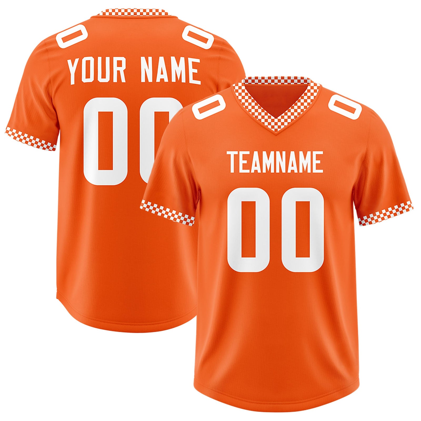 Custom Orange White Personalized Neckline Square Classic Authentic Football Jersey
