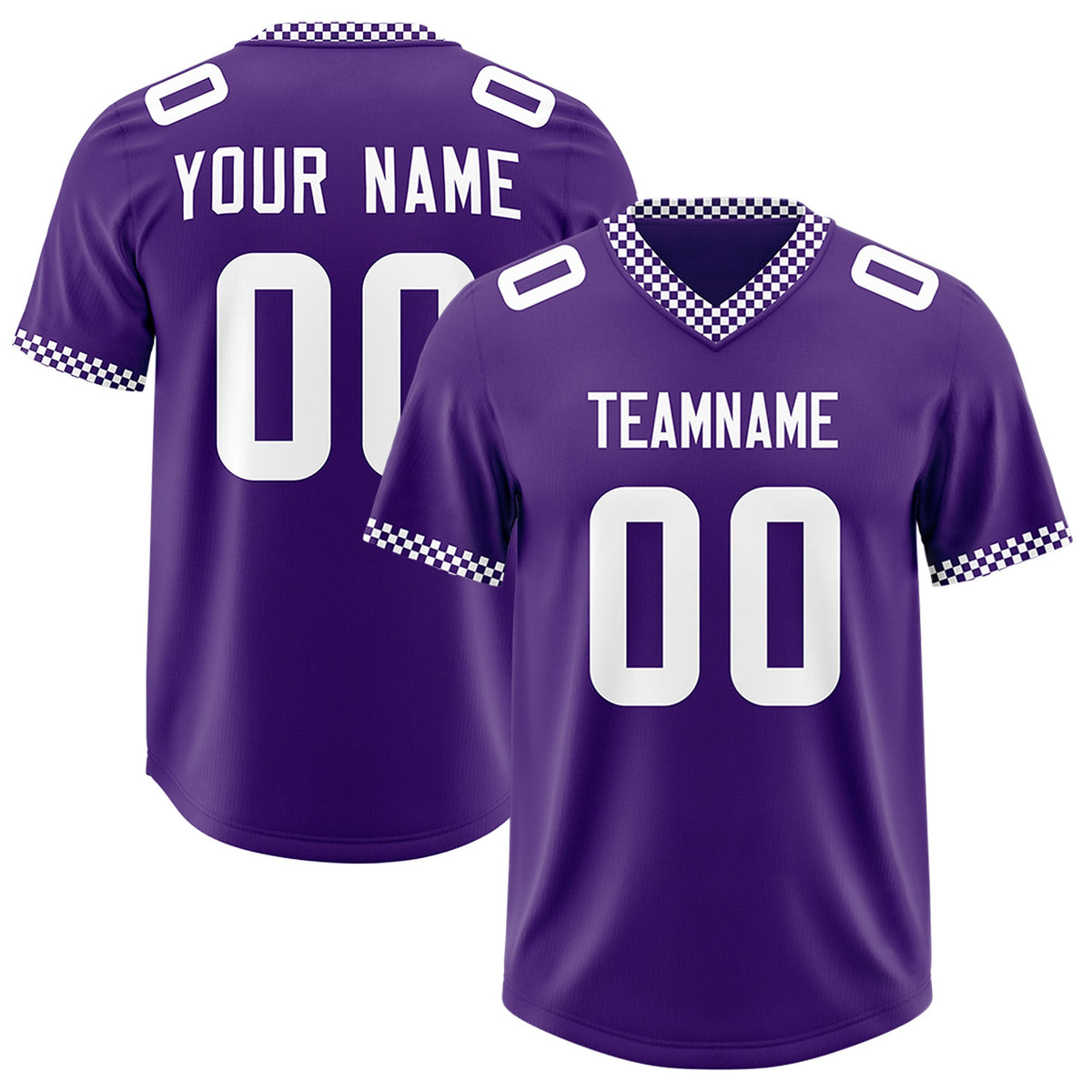 Custom Purple White Personalized Neckline Square Classic Authentic Football Jersey