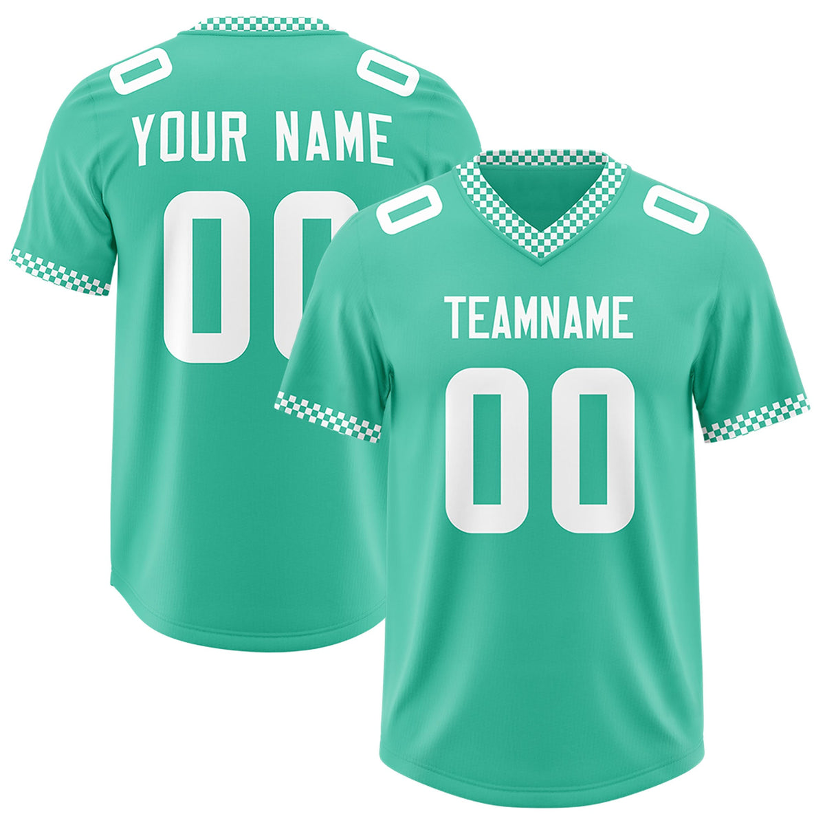Custom Bright Green White Personalized Neckline Square Classic Authentic Football Jersey