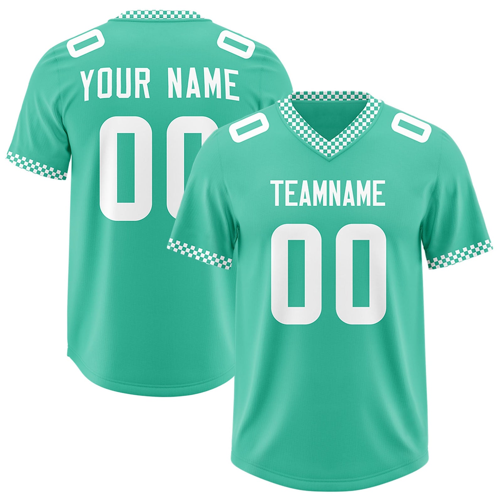 Custom Bright Green White Personalized Neckline Square Classic Authentic Football Jersey