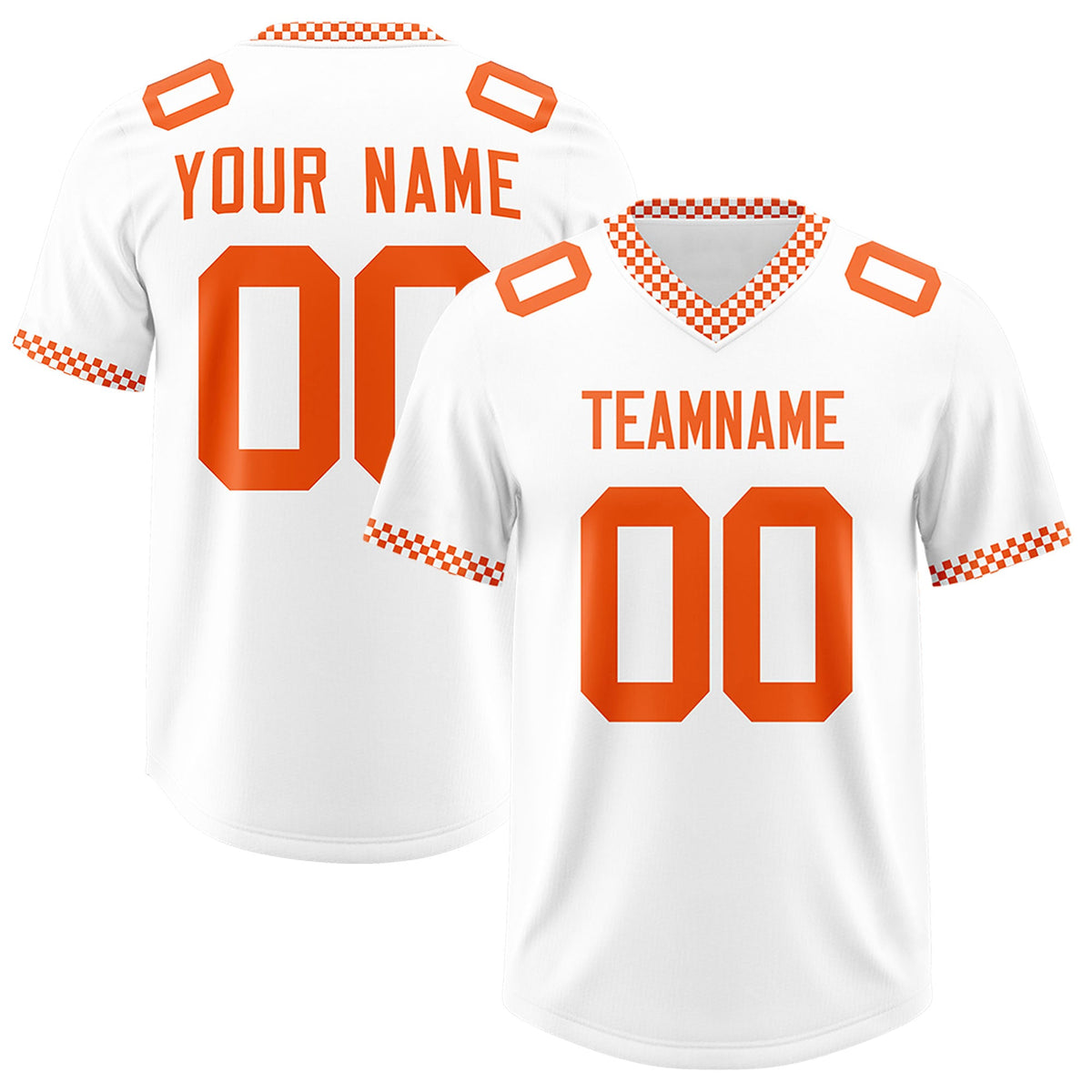 Custom White Orange Personalized Neckline Square Classic Authentic Football Jersey