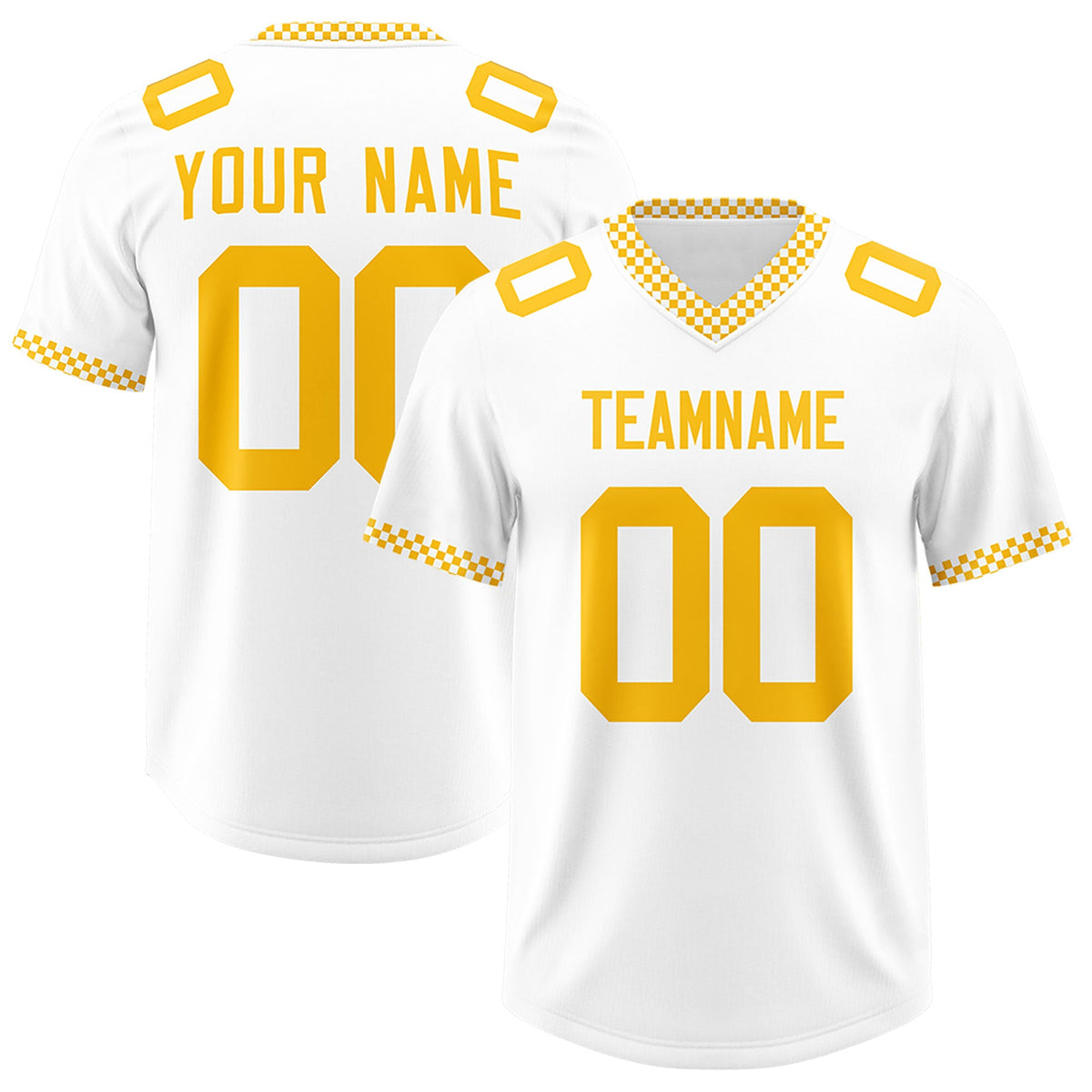 Custom White Yellow Personalized Neckline Square Classic Authentic Football Jersey
