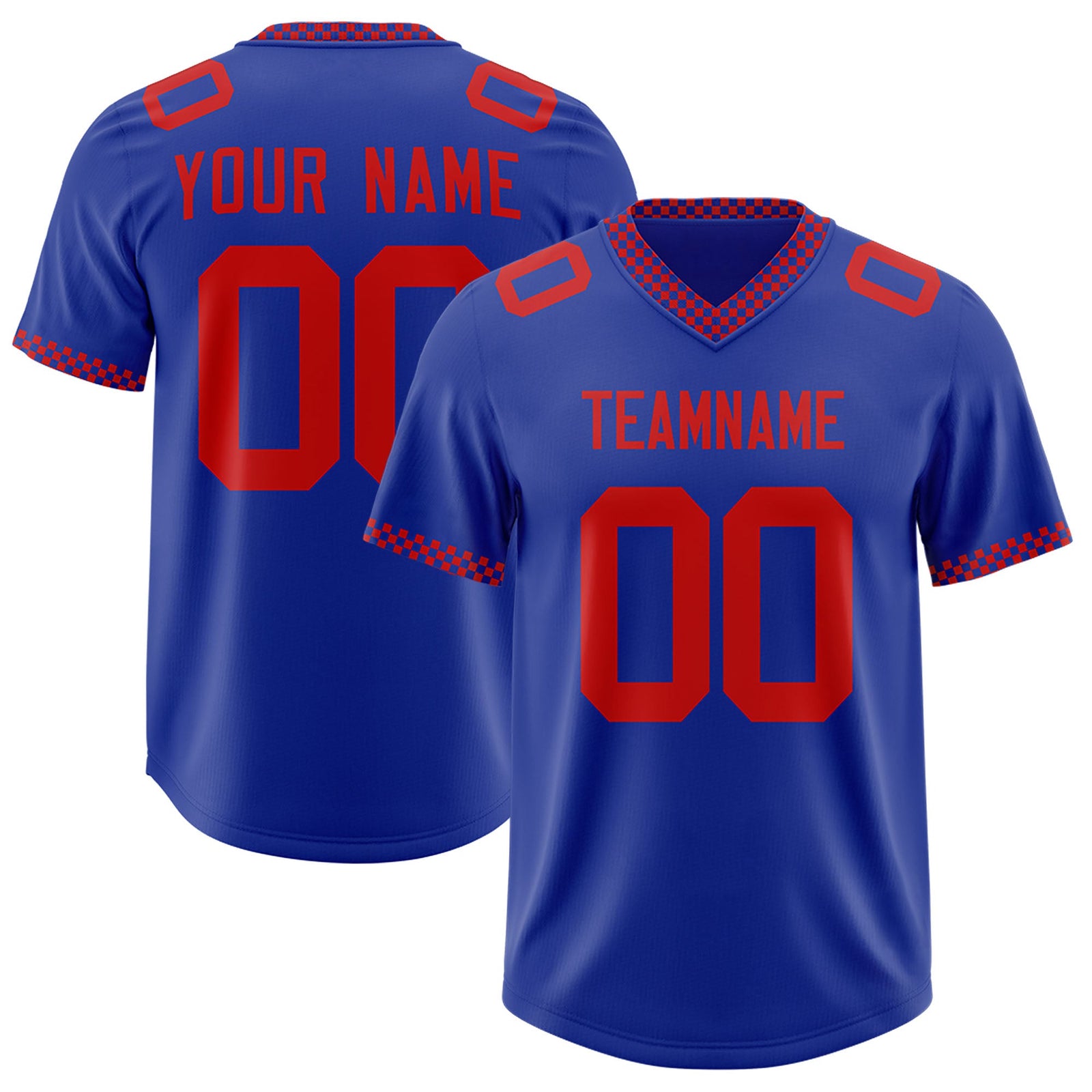 Custom Royal Red Personalized Neckline Square Classic Authentic Football Jersey