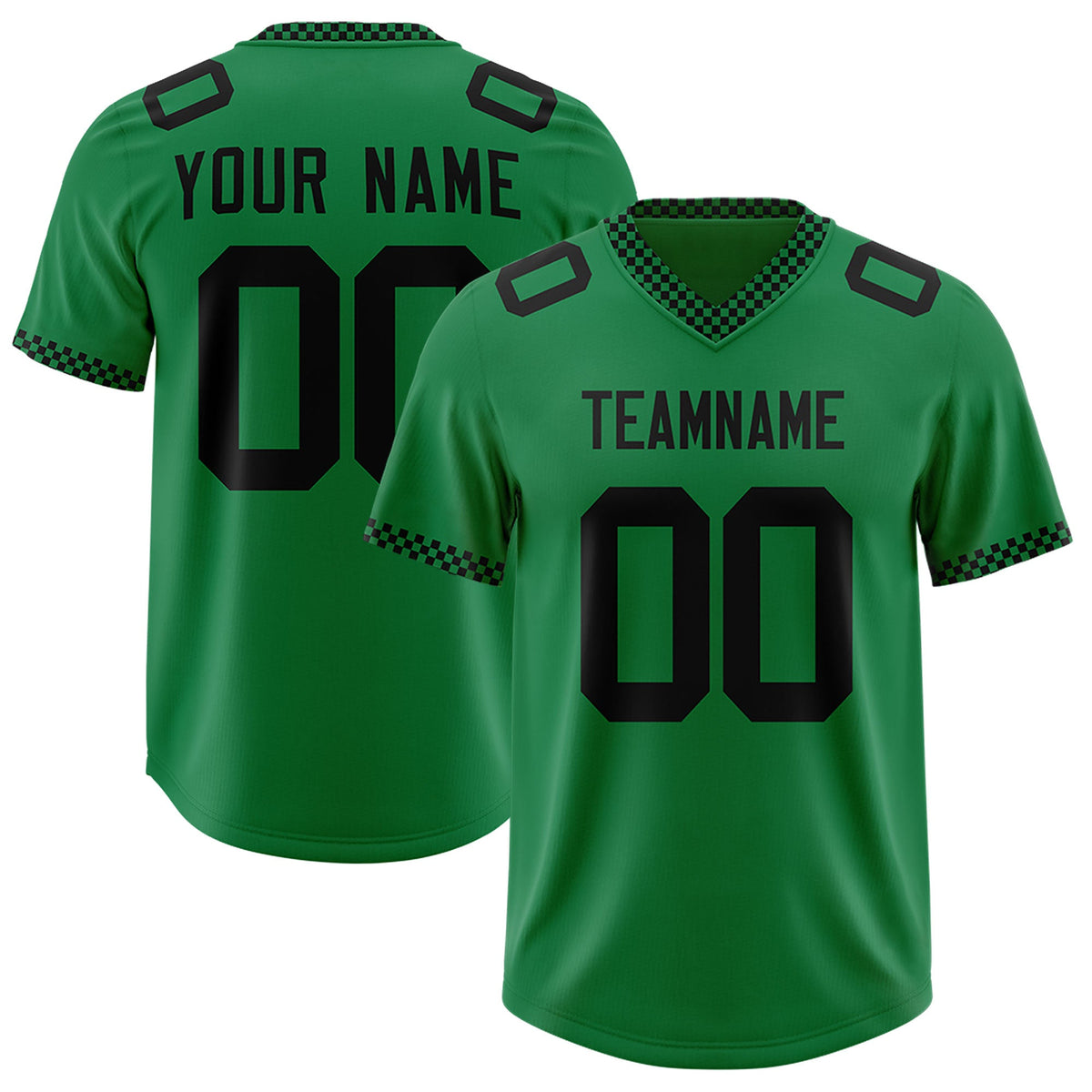 Custom Kelly Green Black Personalized Neckline Square Classic Authentic Football Jersey