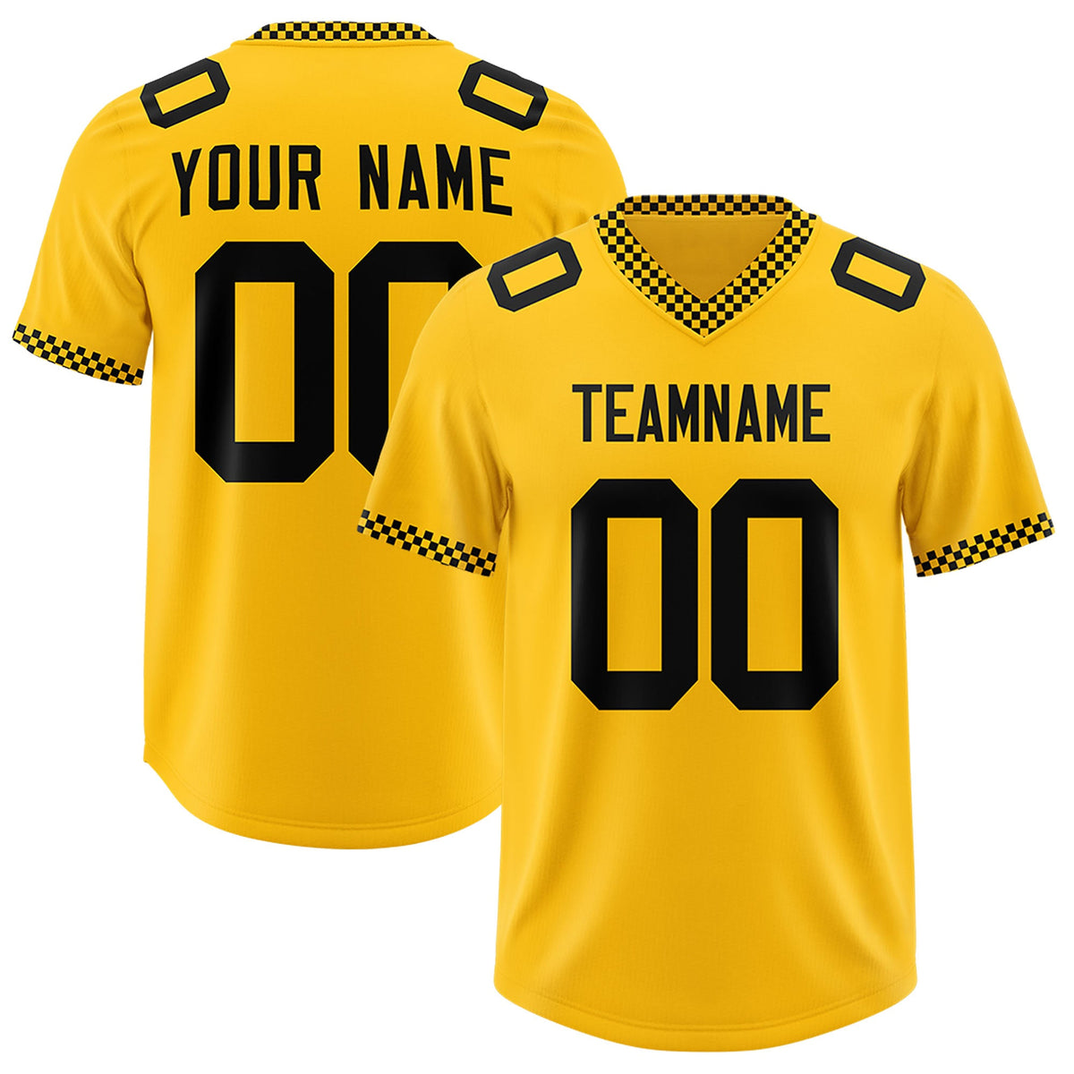 Custom Yellow Black Personalized Neckline Square Classic Authentic Football Jersey