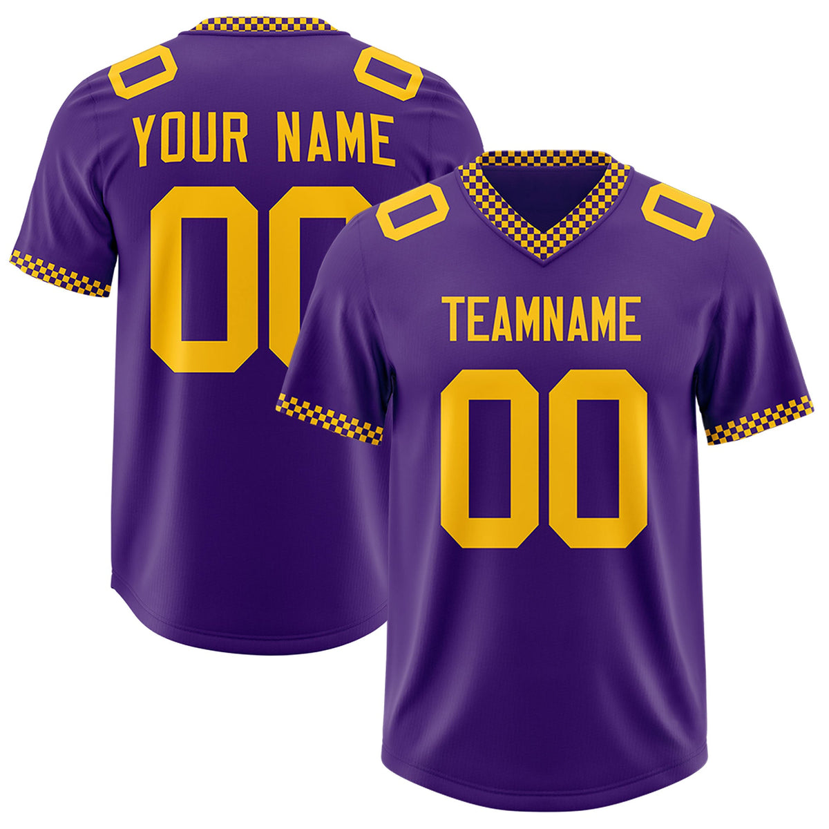 Custom Purple Yellow Personalized Neckline Square Classic Authentic Football Jersey